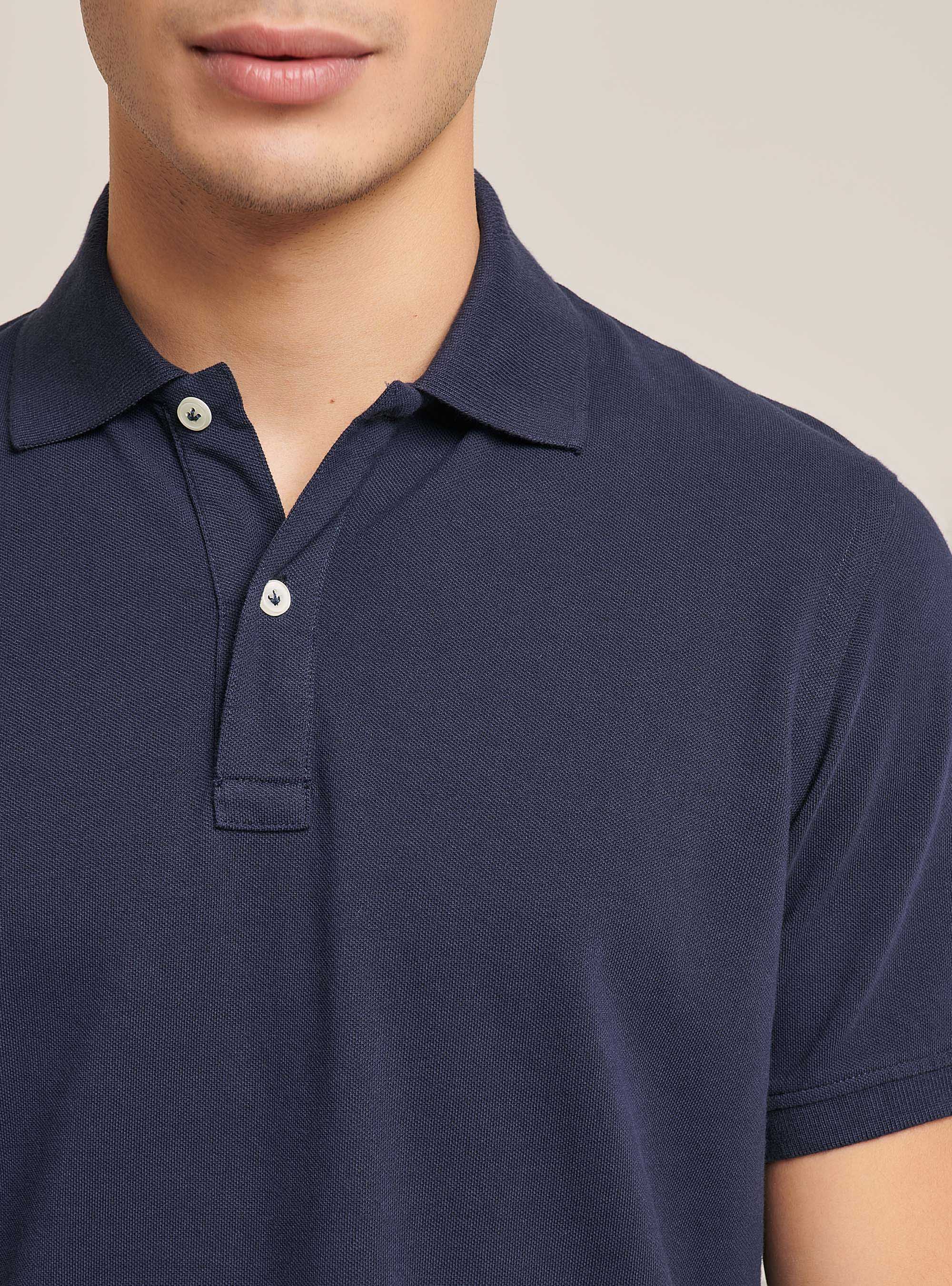 Polo basique en coton, C218 BLUE NAVY