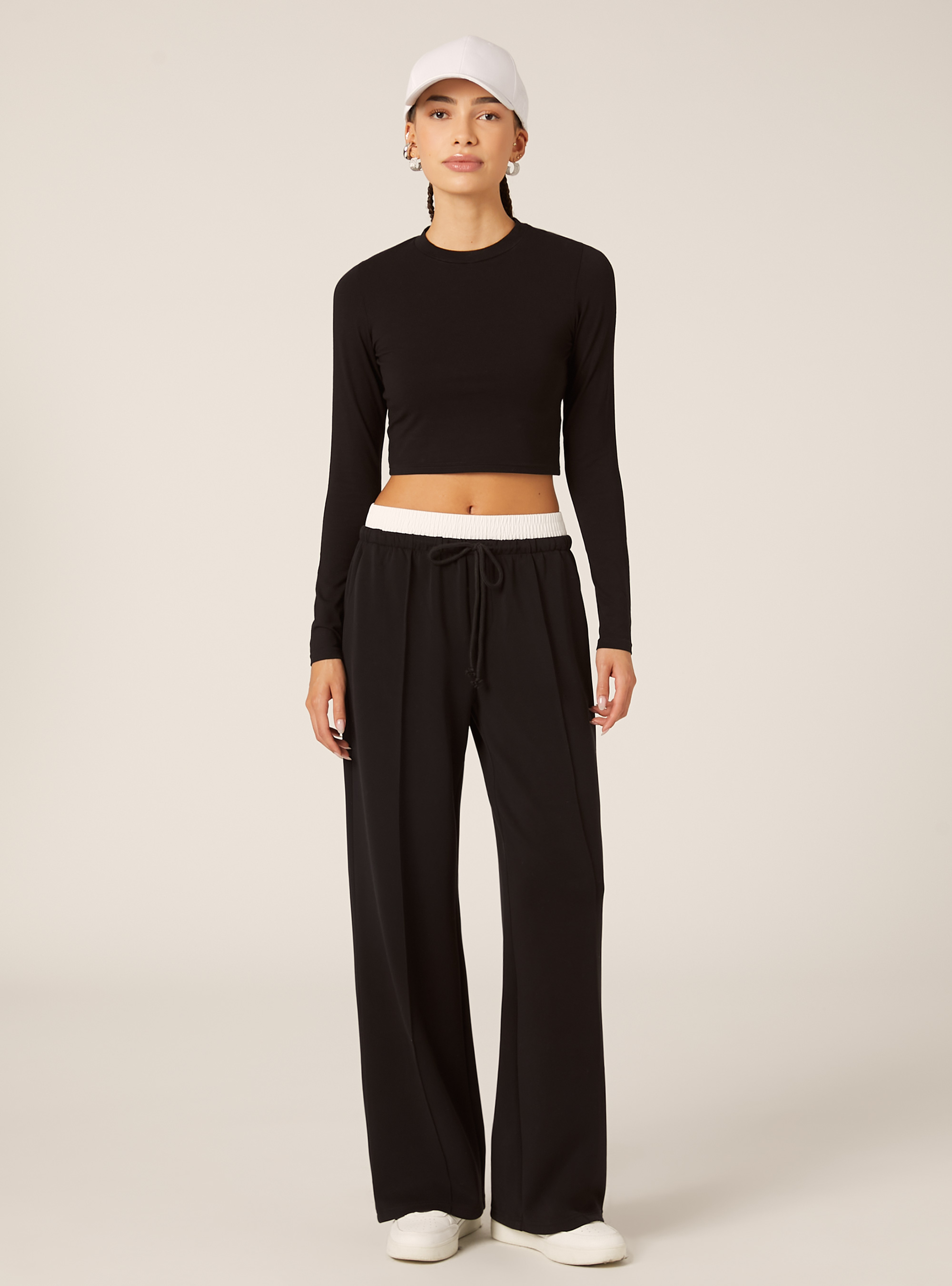 Jogger pants with combination waistband, BK1 BLACK