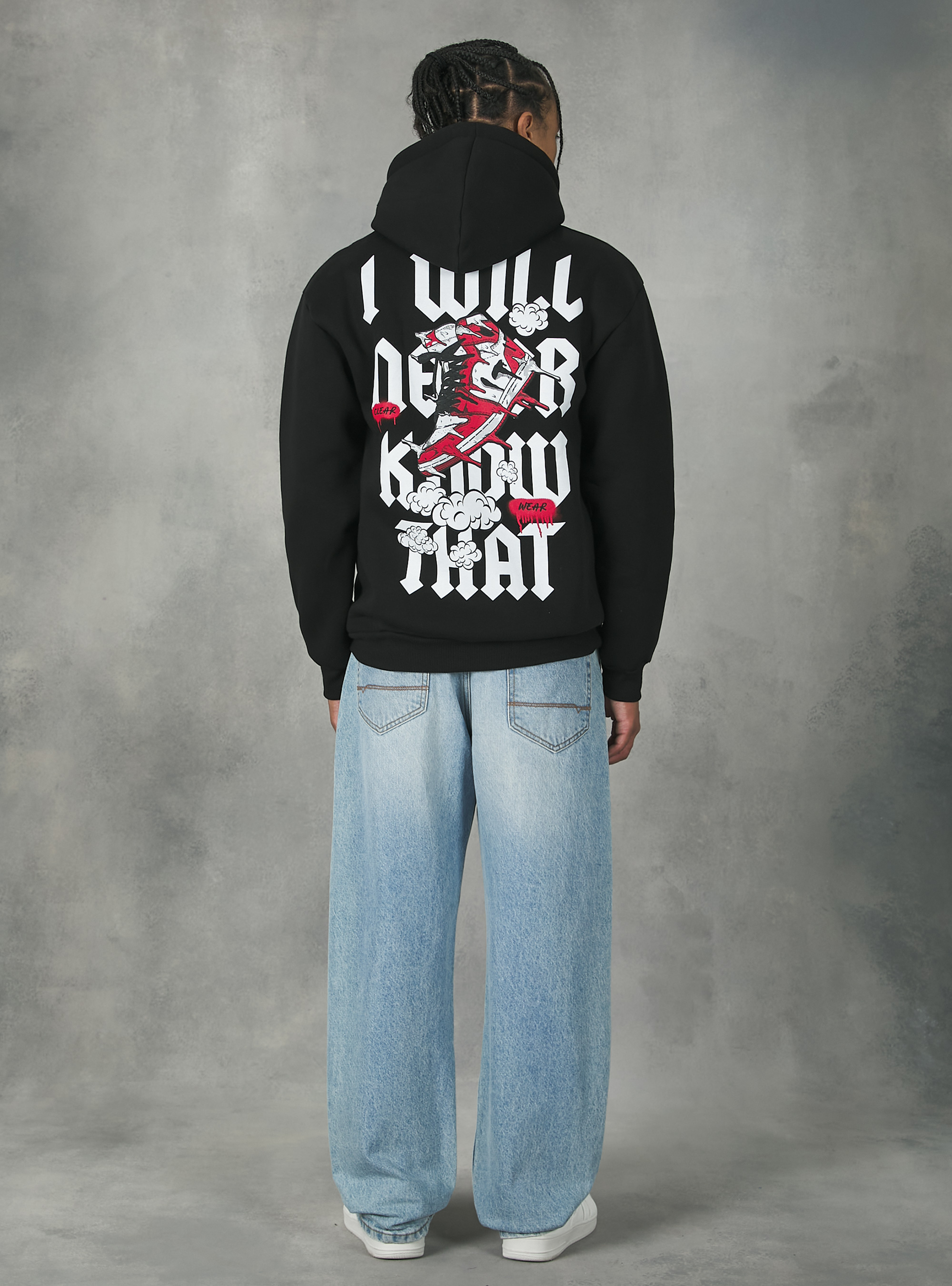 Hoodie with print, BK1 BLACK