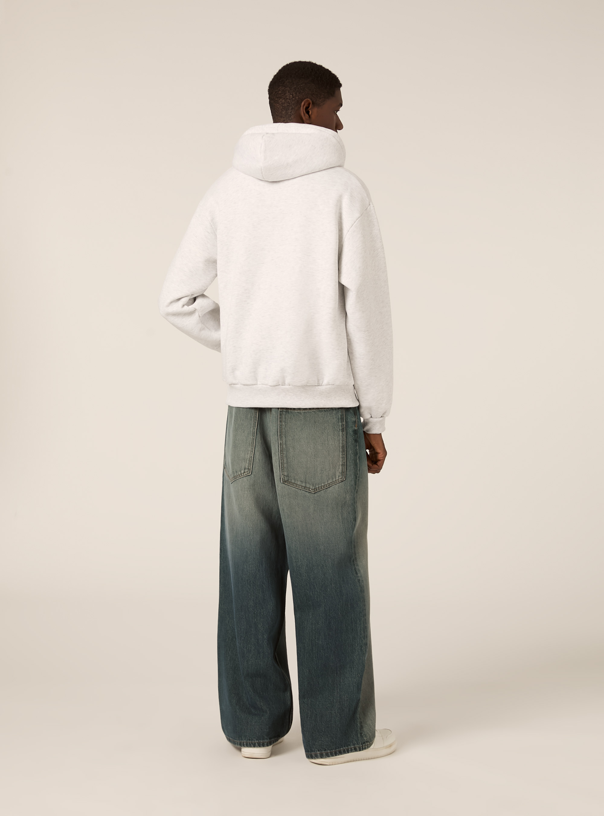 Sweat à capuche zippé coupe boxy, MGY3 GREY MEL LIGHT