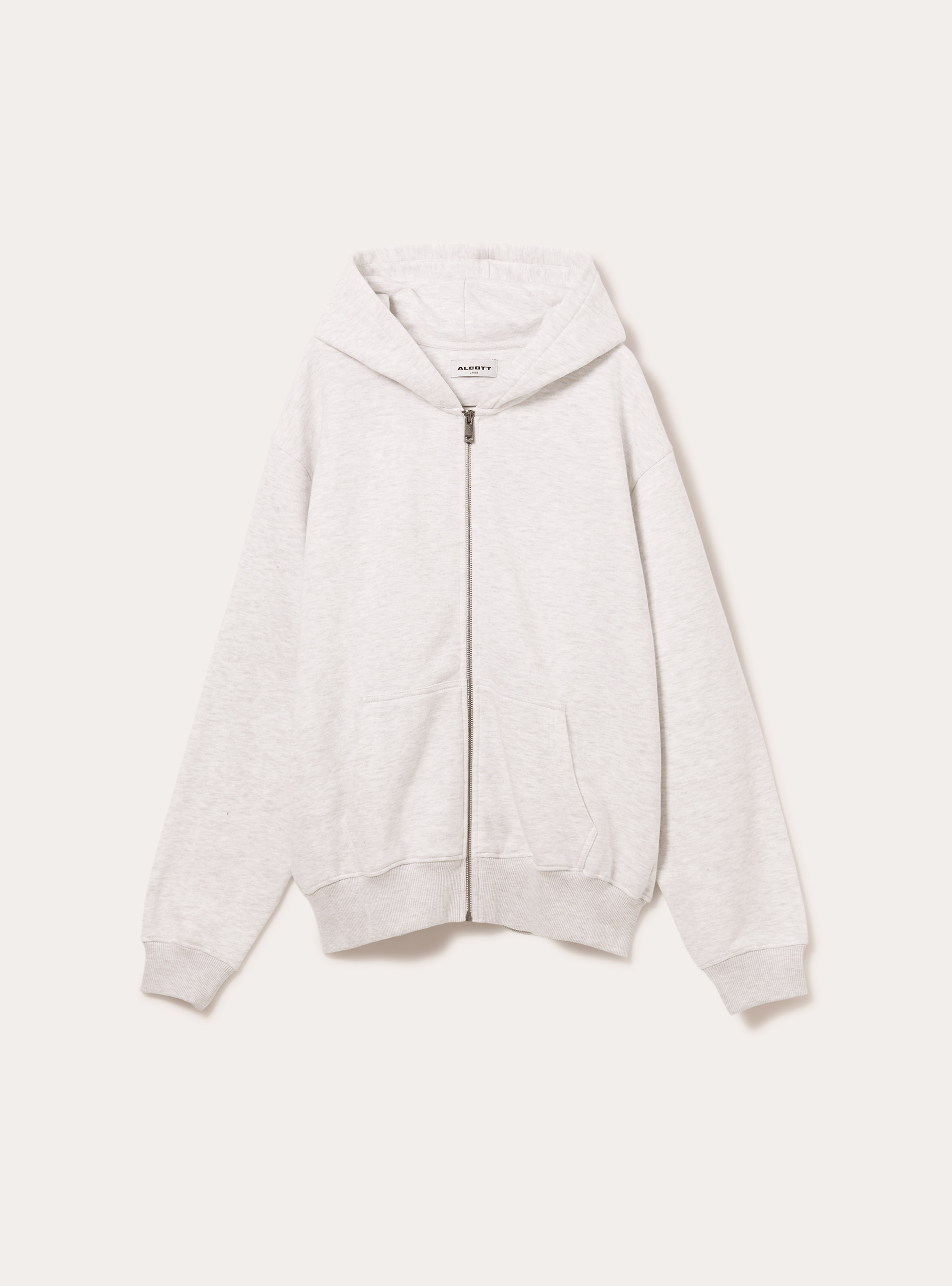 Boxy fit zip-up hoodie, MGY3 GREY MEL LIGHT