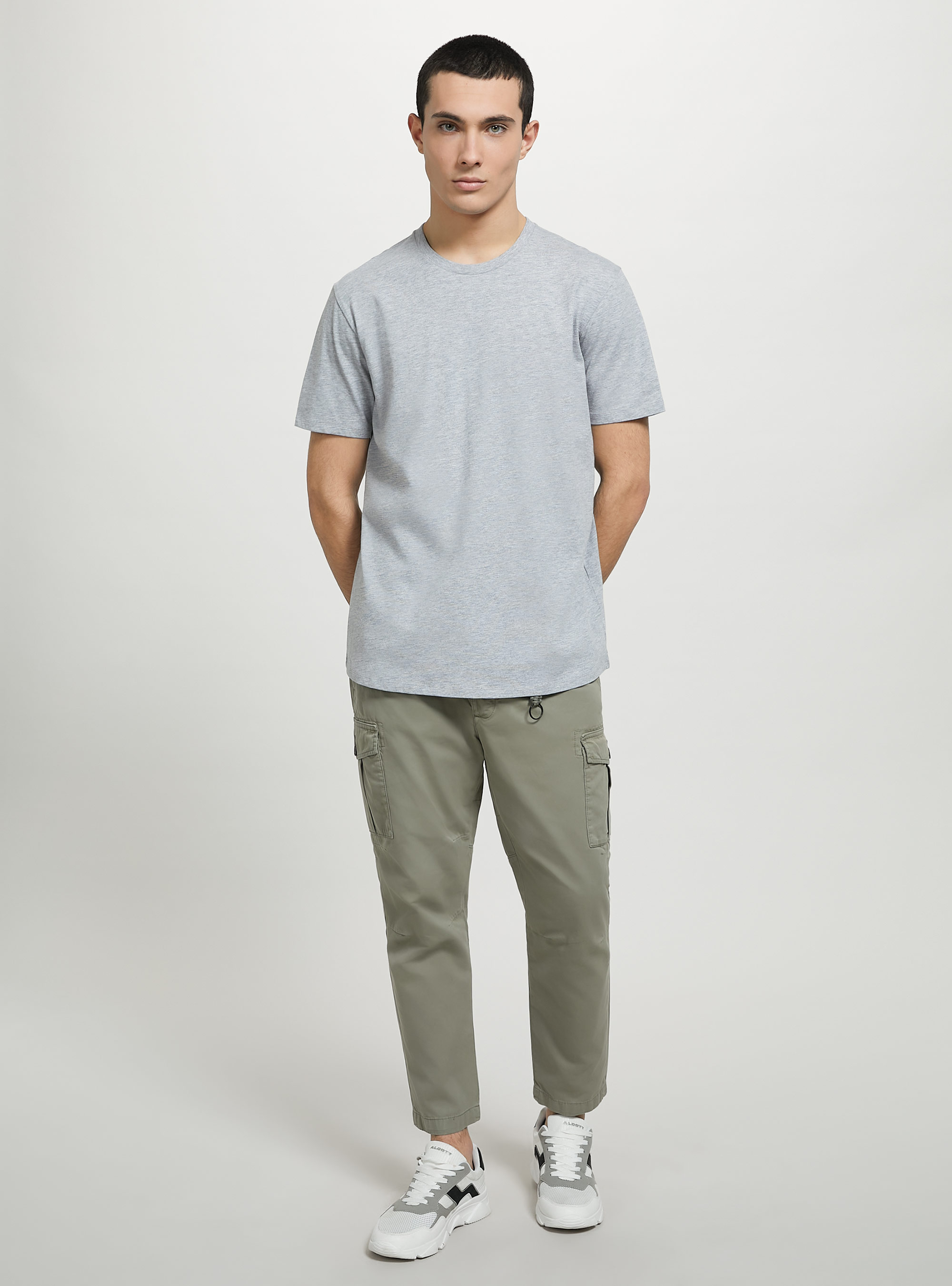 Camiseta de algod&oacute;n con cuello redondo, MGY2 GREY MEL MEDIUM