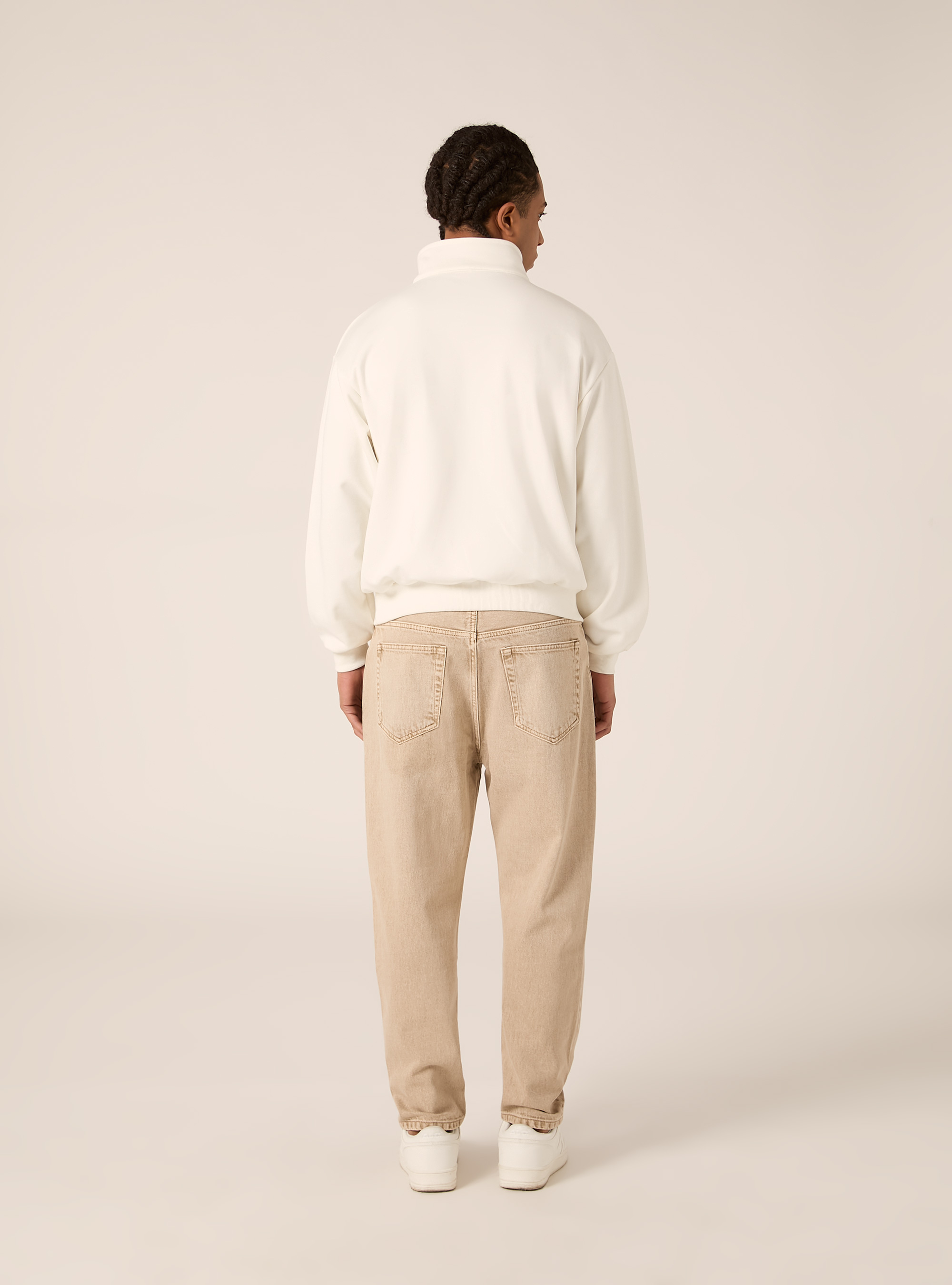 Felpa mezzo collo con zip boxy fit, WH1 OFF WHITE