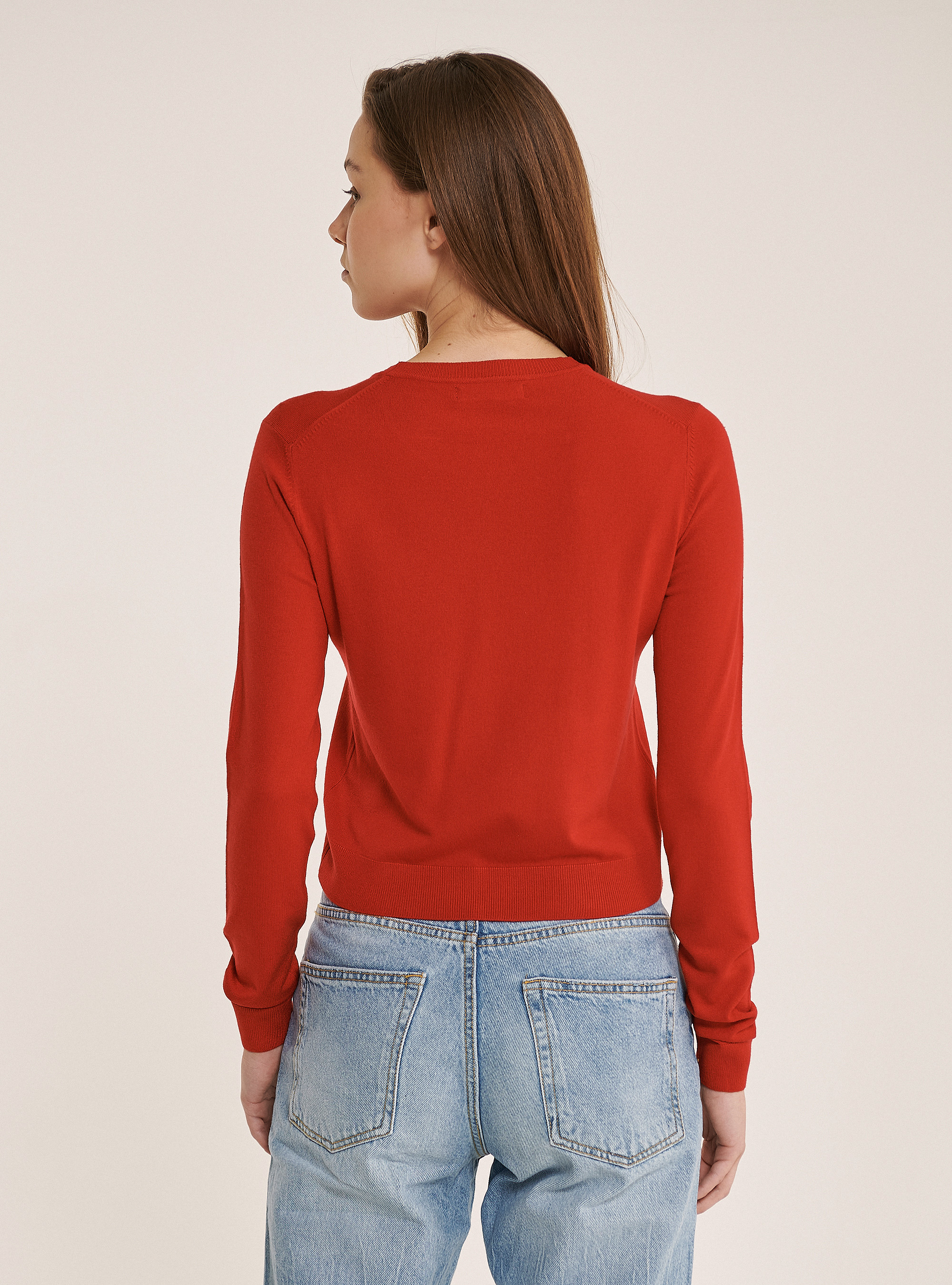 Pull court &agrave; col ras du cou, C4412 RED