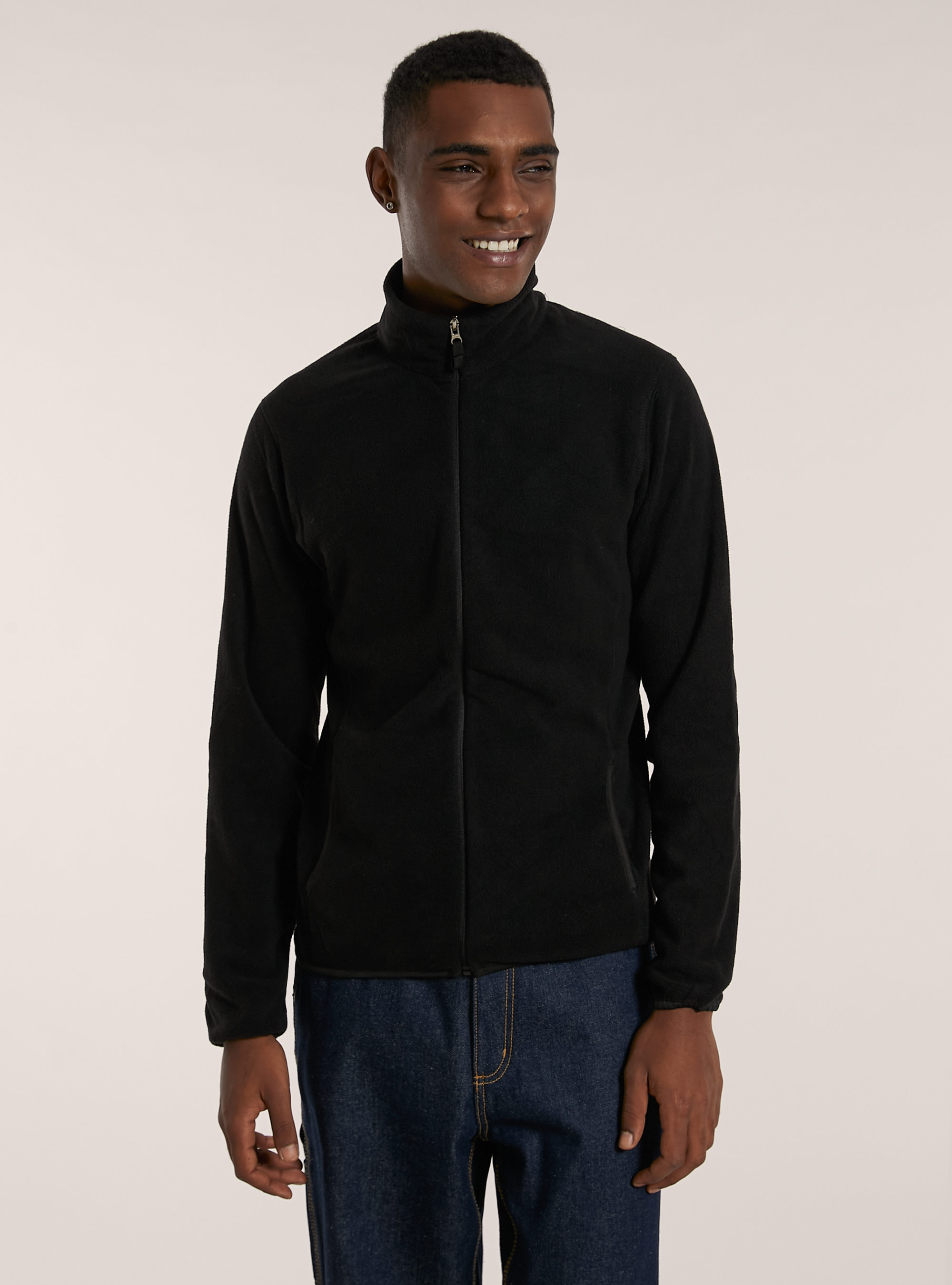 Cardigan polar fleece, BK1 BLACK