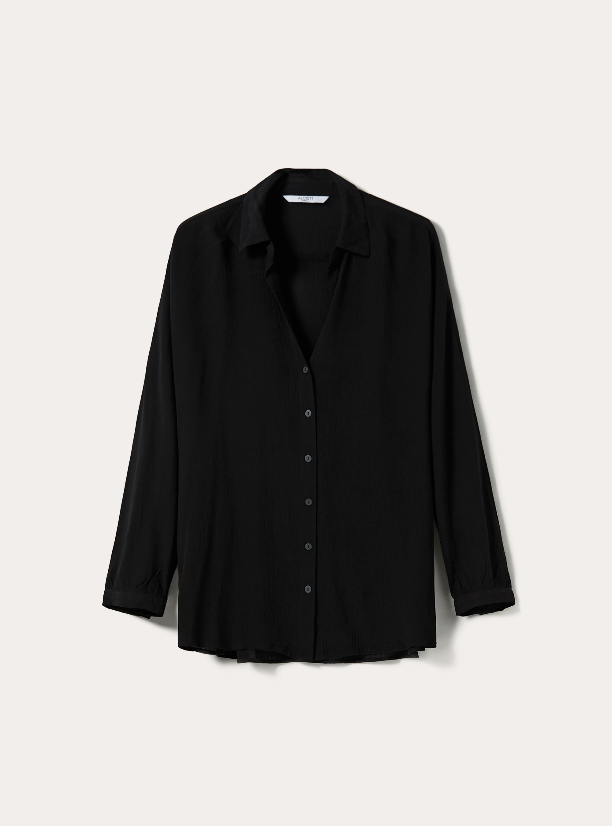Solid color crepe shirt, BK1 BLACK