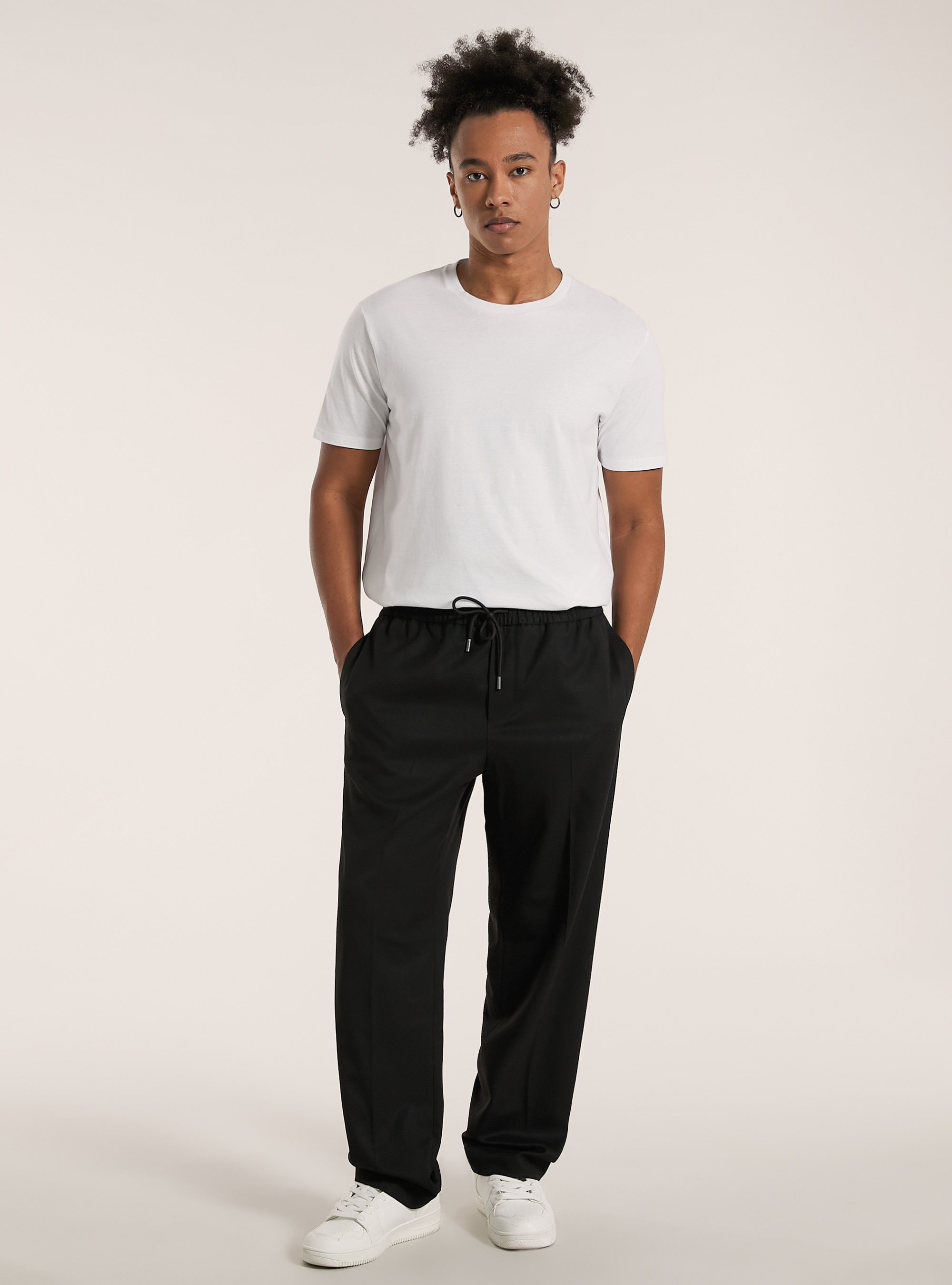 Twill jogger trousers, BK1 BLACK