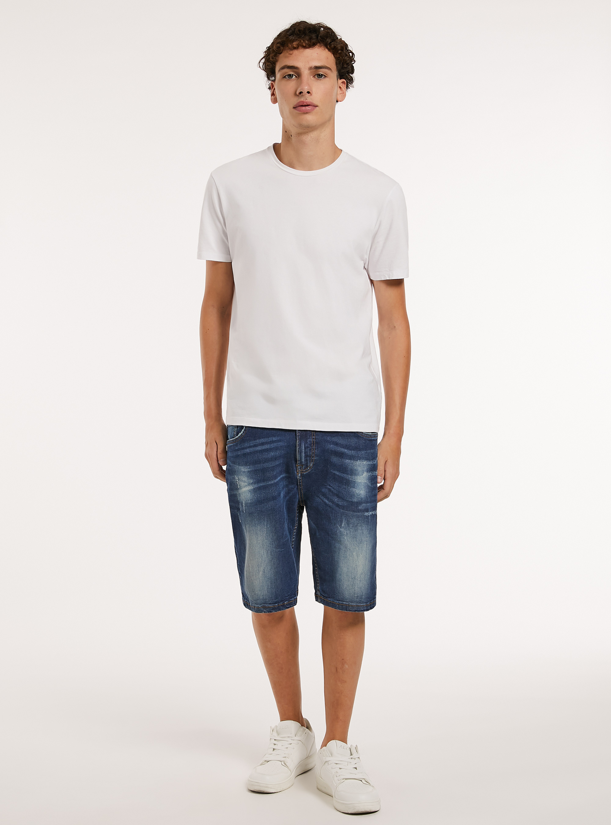 Bermuda Carrot en denim stretch, D002 MEDIUM DARK BLUE