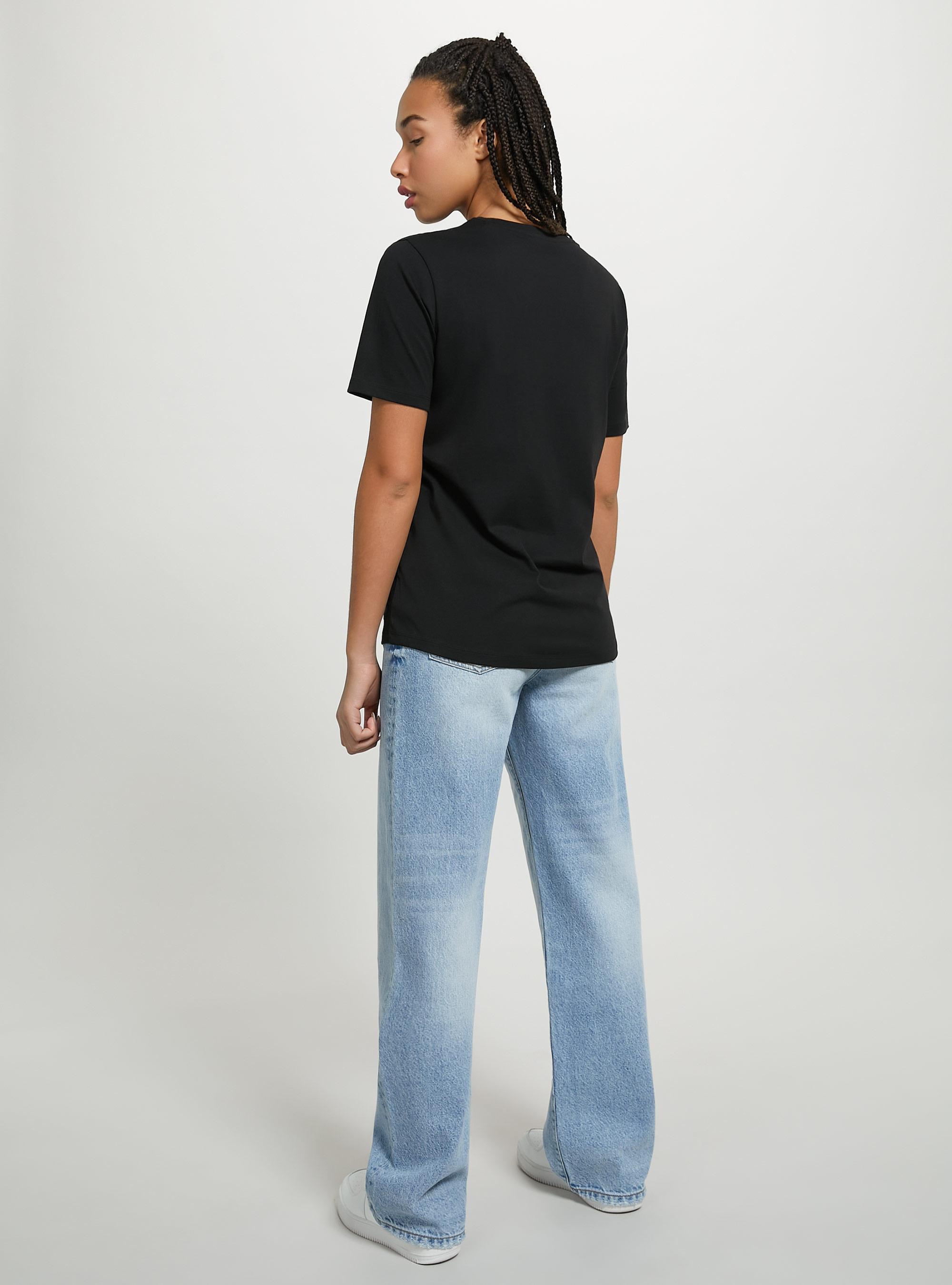 Cotton crew-neck T-shirt, BK1 BLACK