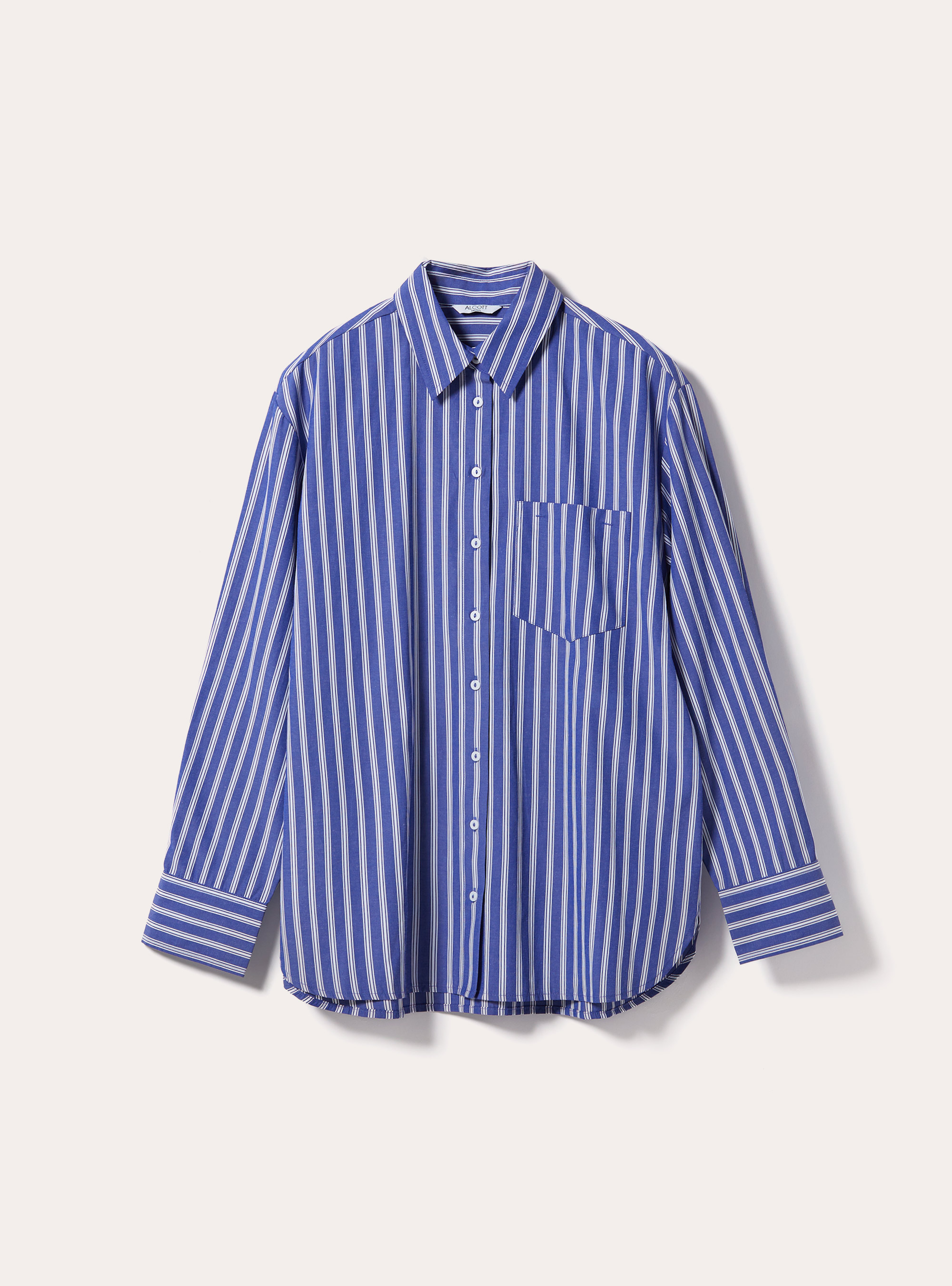 Gestreiftes Hemd aus Popeline in Übergröße, BL2 BLUE MEDIUM