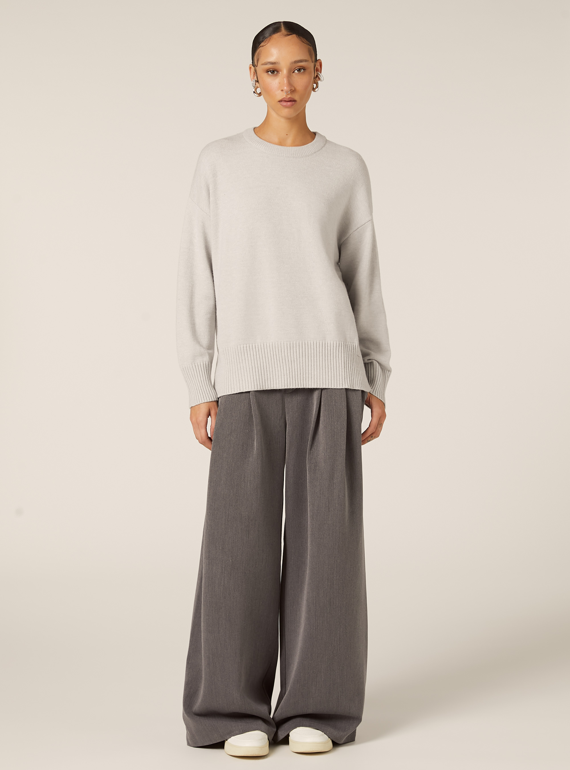 Maglia girocollo basic, MGY2 GREY MEL MEDIUM