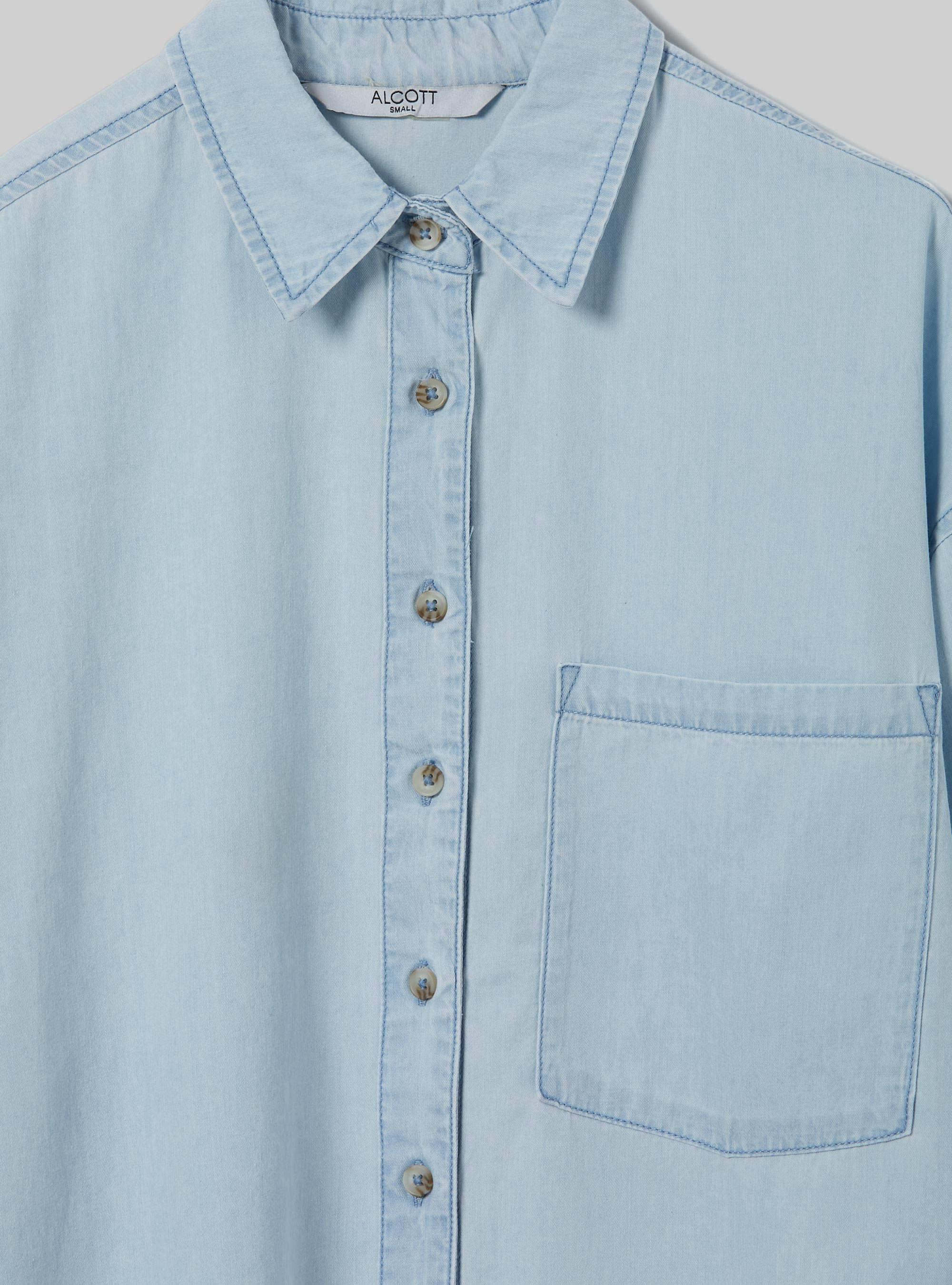 Camicia in denim oversize, D007 LIGHT AZURE