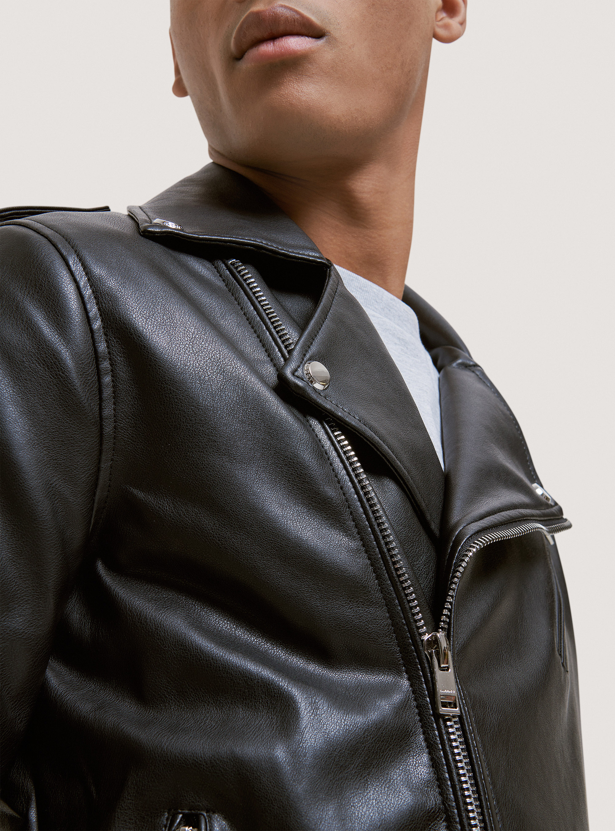 Giubbotto chiodo in ecopelle, NERO