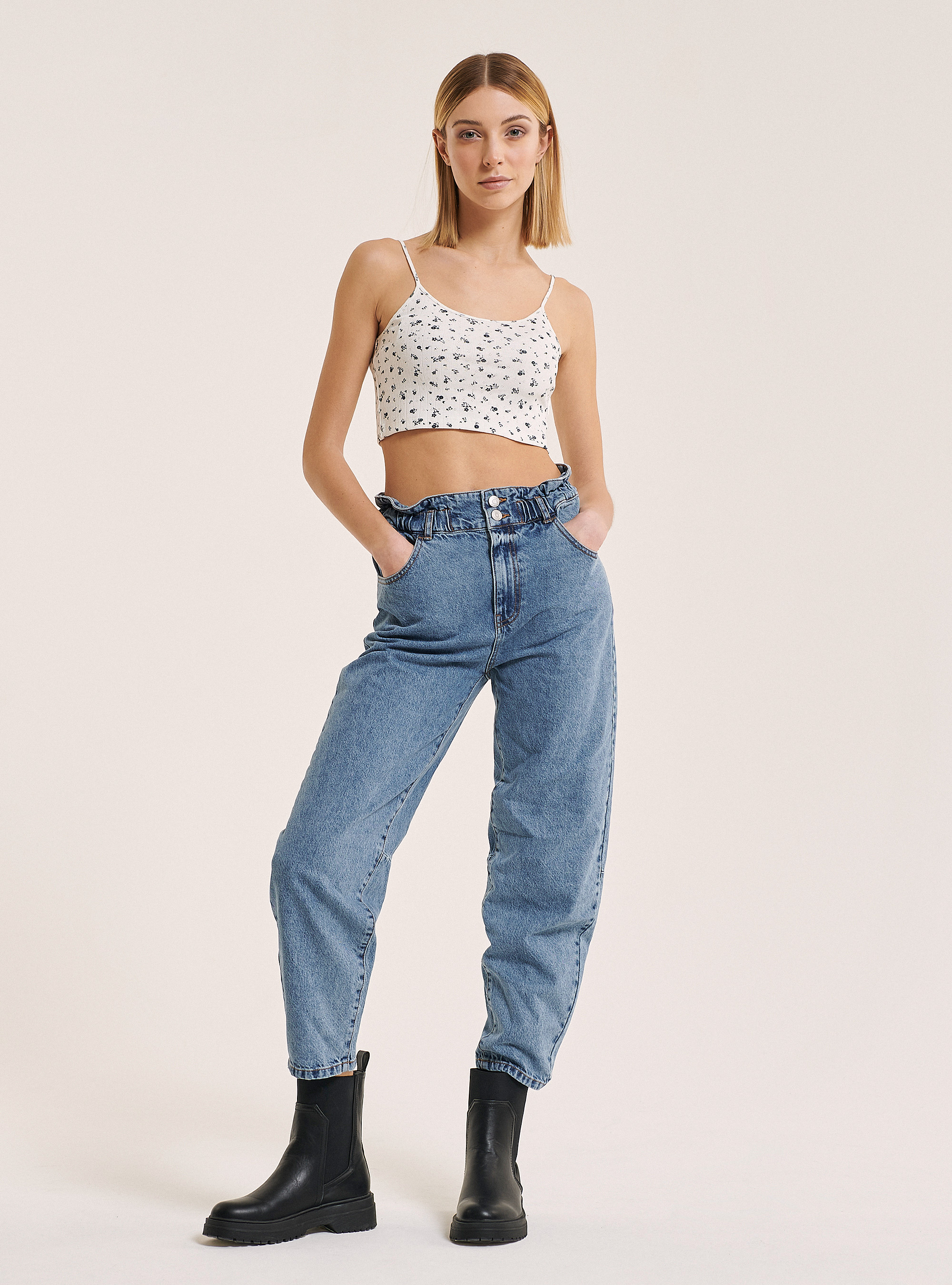 Jeans balloon fit, AZURE