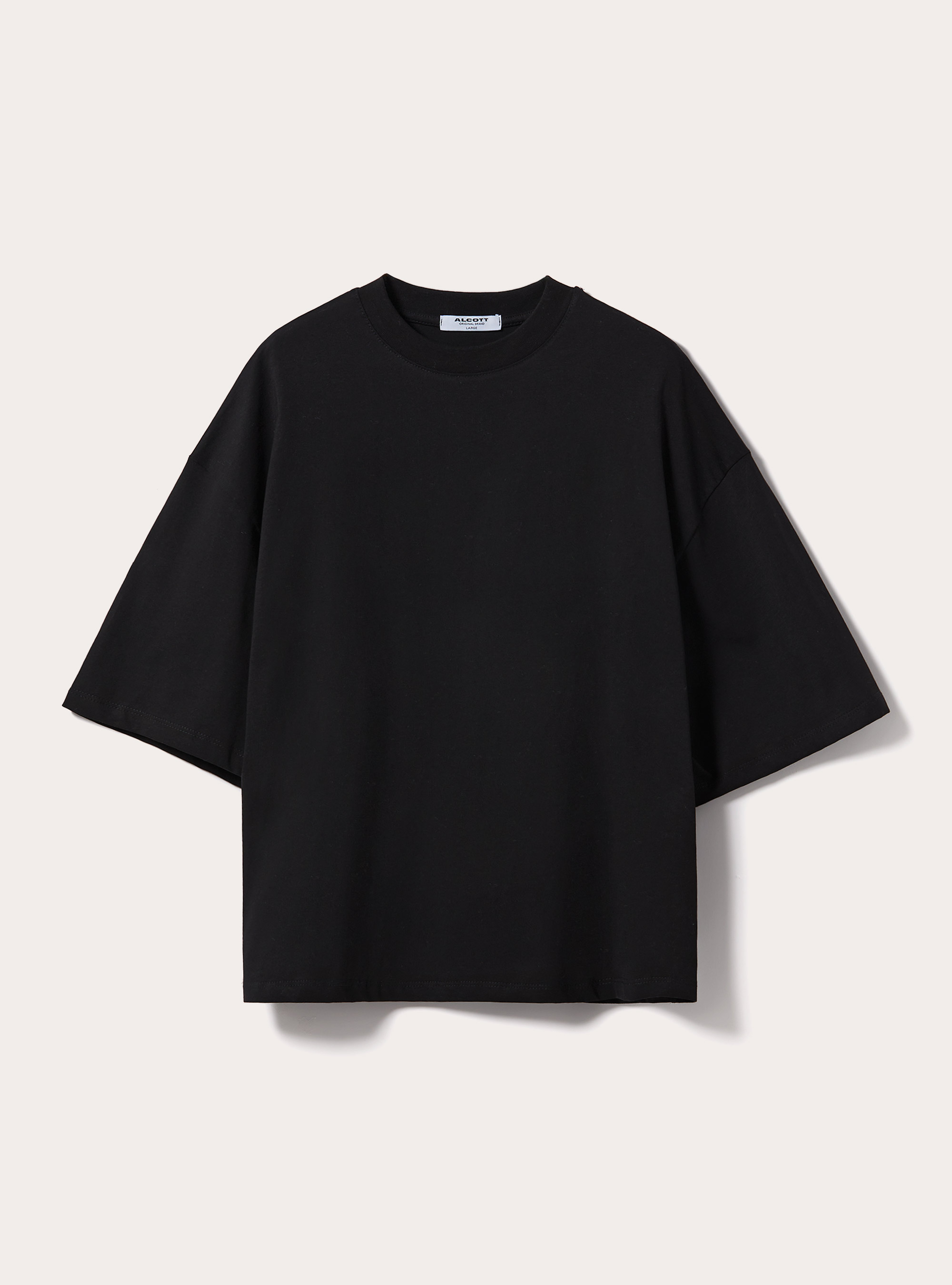 Baumwoll-T-Shirt mit kastenförmiger Passform, BK1 BLACK