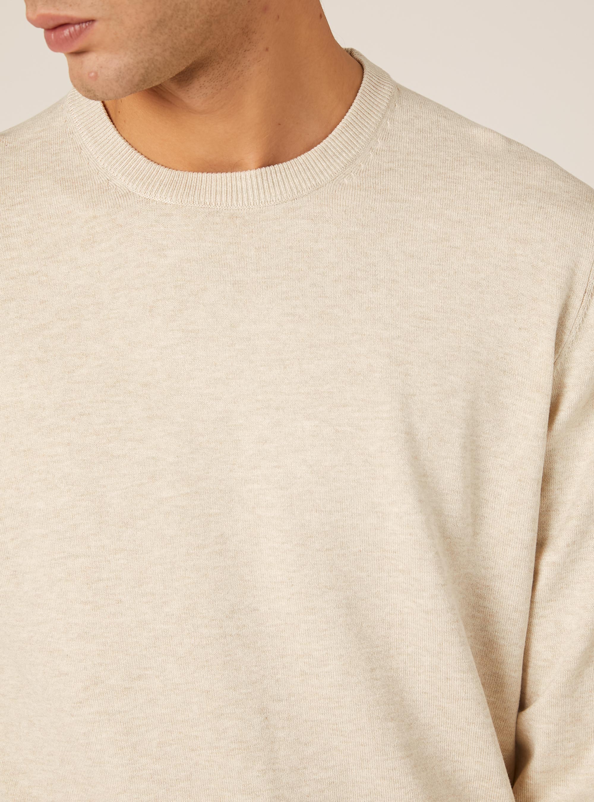 Jersey de cuello redondo de viscosa Ecovero, MCR3 CREAM MEL LIGHT