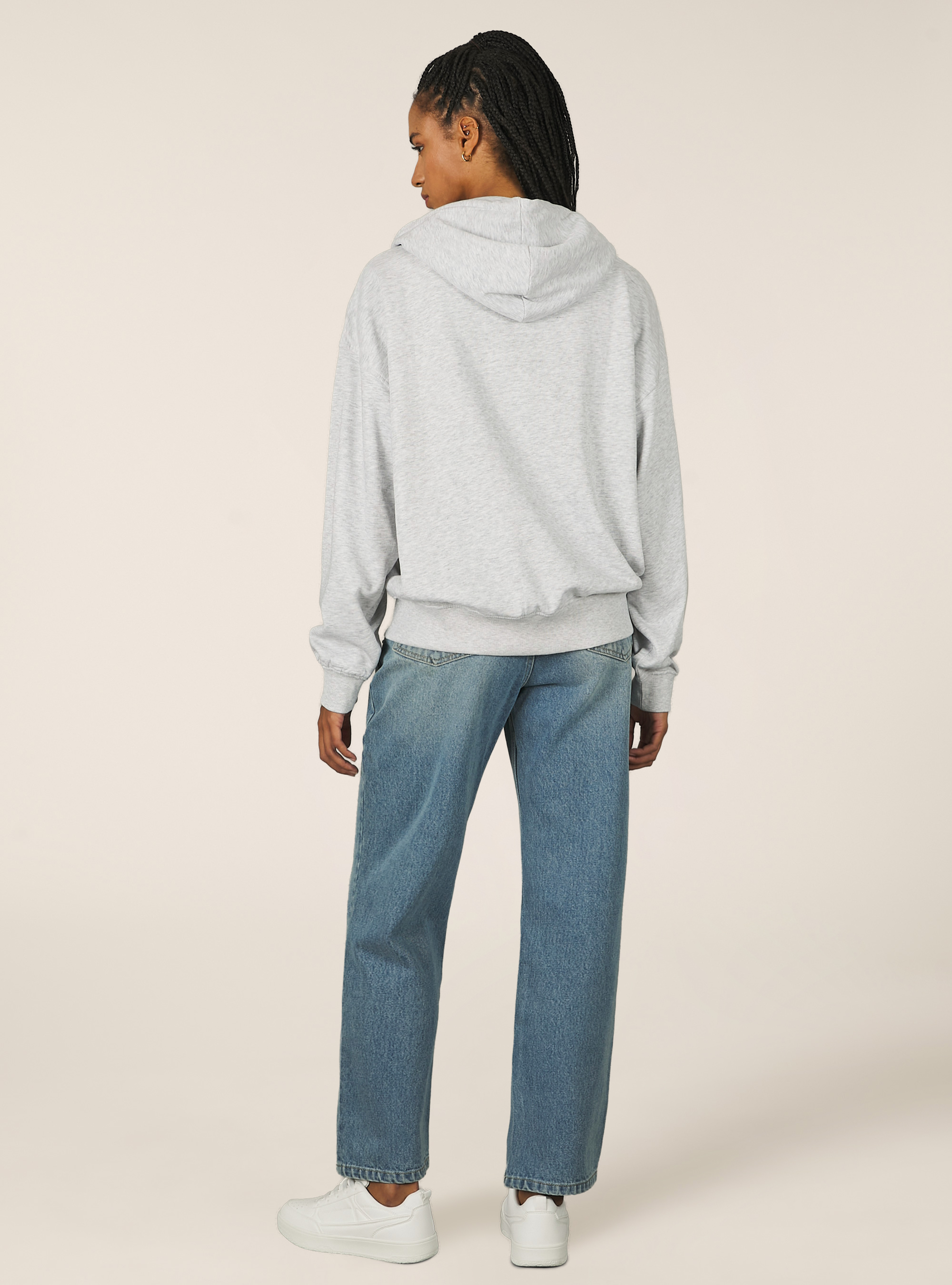 Zip et sweat à capuche en coton, MGY3 GREY MEL LIGHT