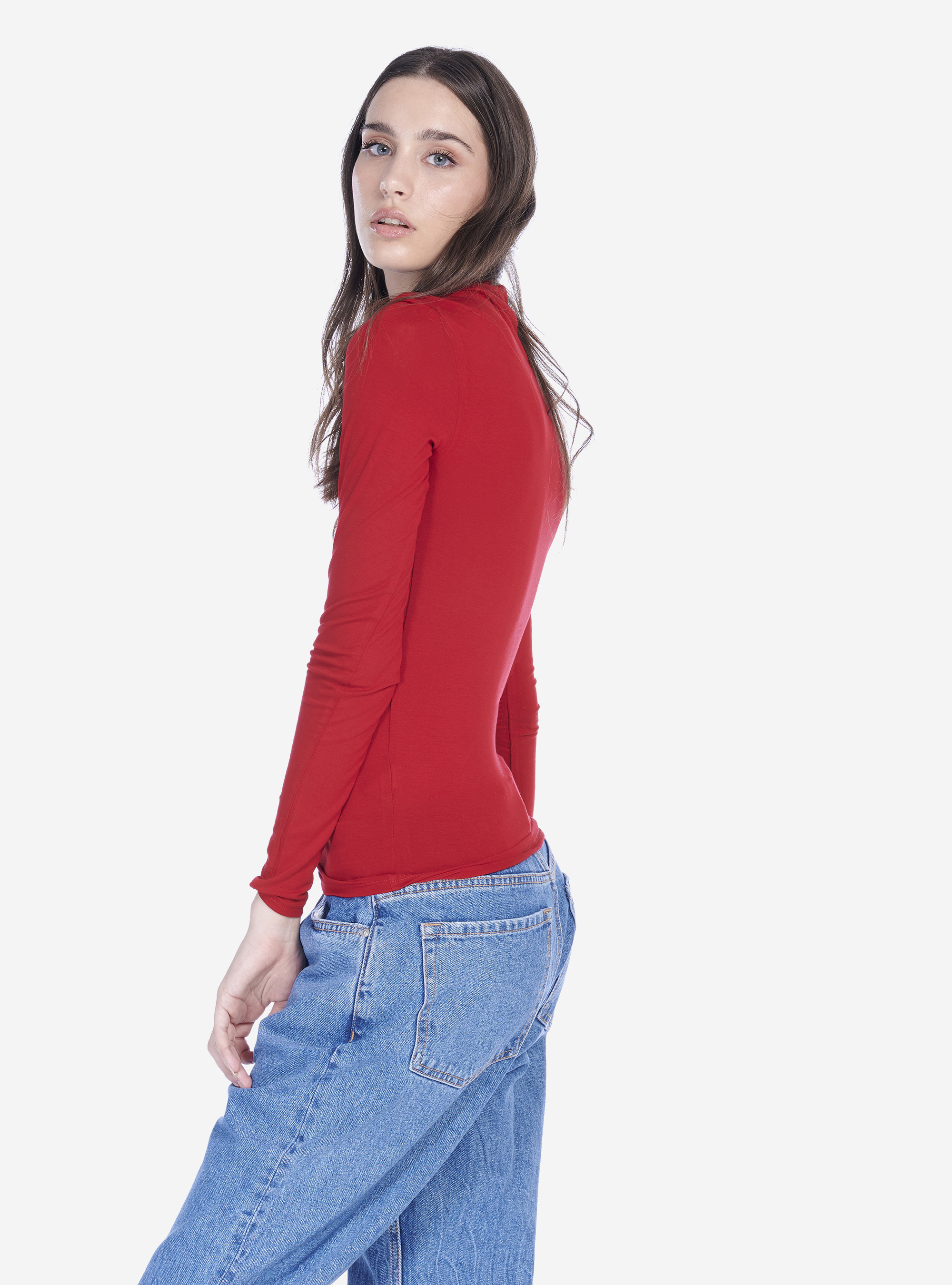 HIGH-NECK PHOSPHORESCENT SHIRT, C4499 RED