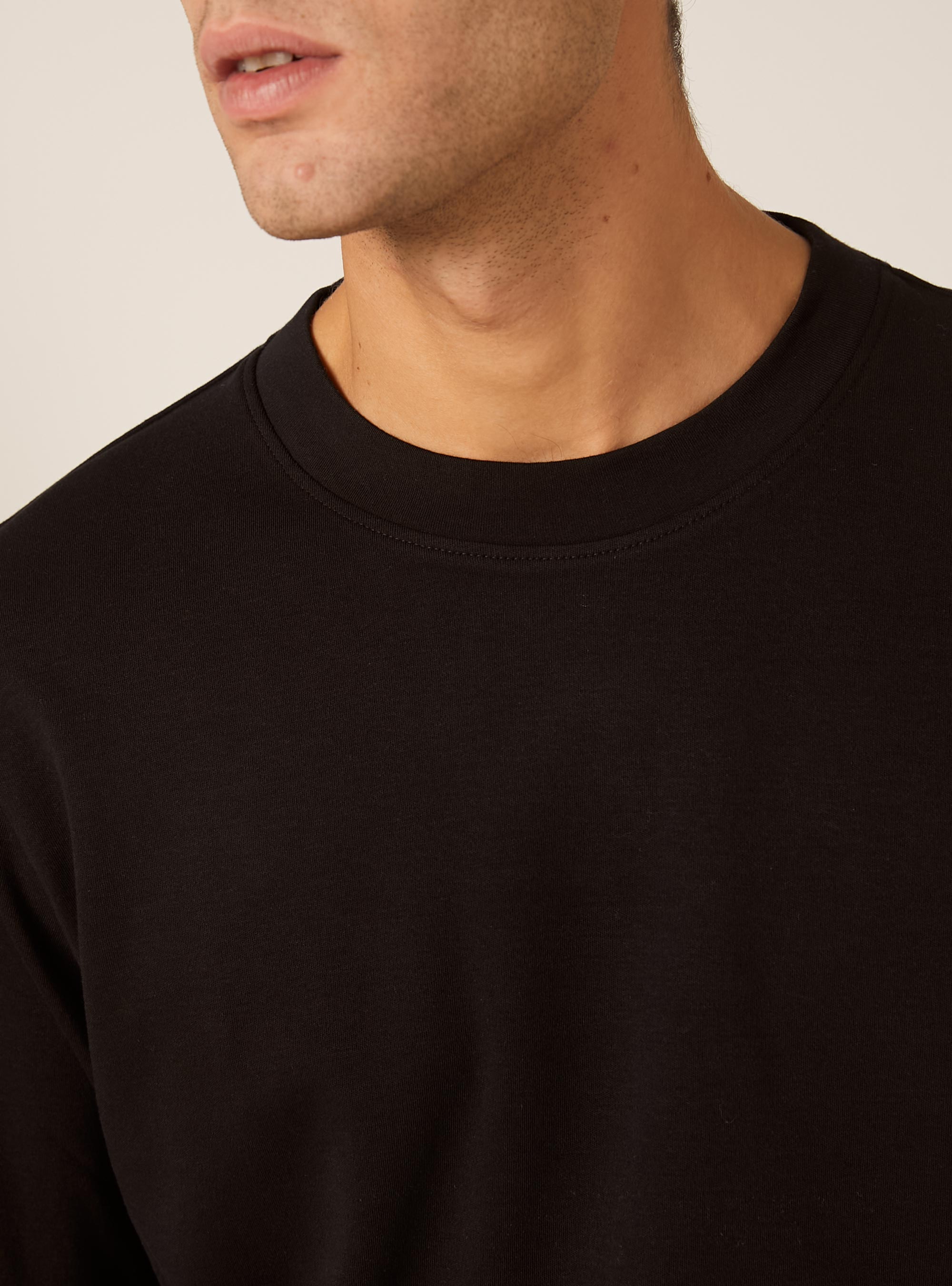 Long-sleeved cotton T-shirt, BK1 BLACK