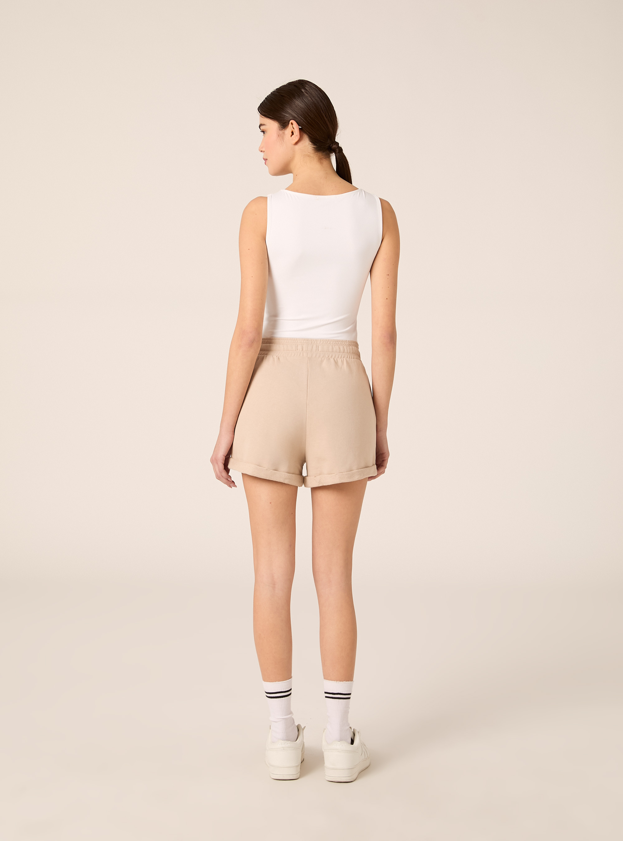 Shorts basic in felpa, BG2 BEIGE MEDIUM