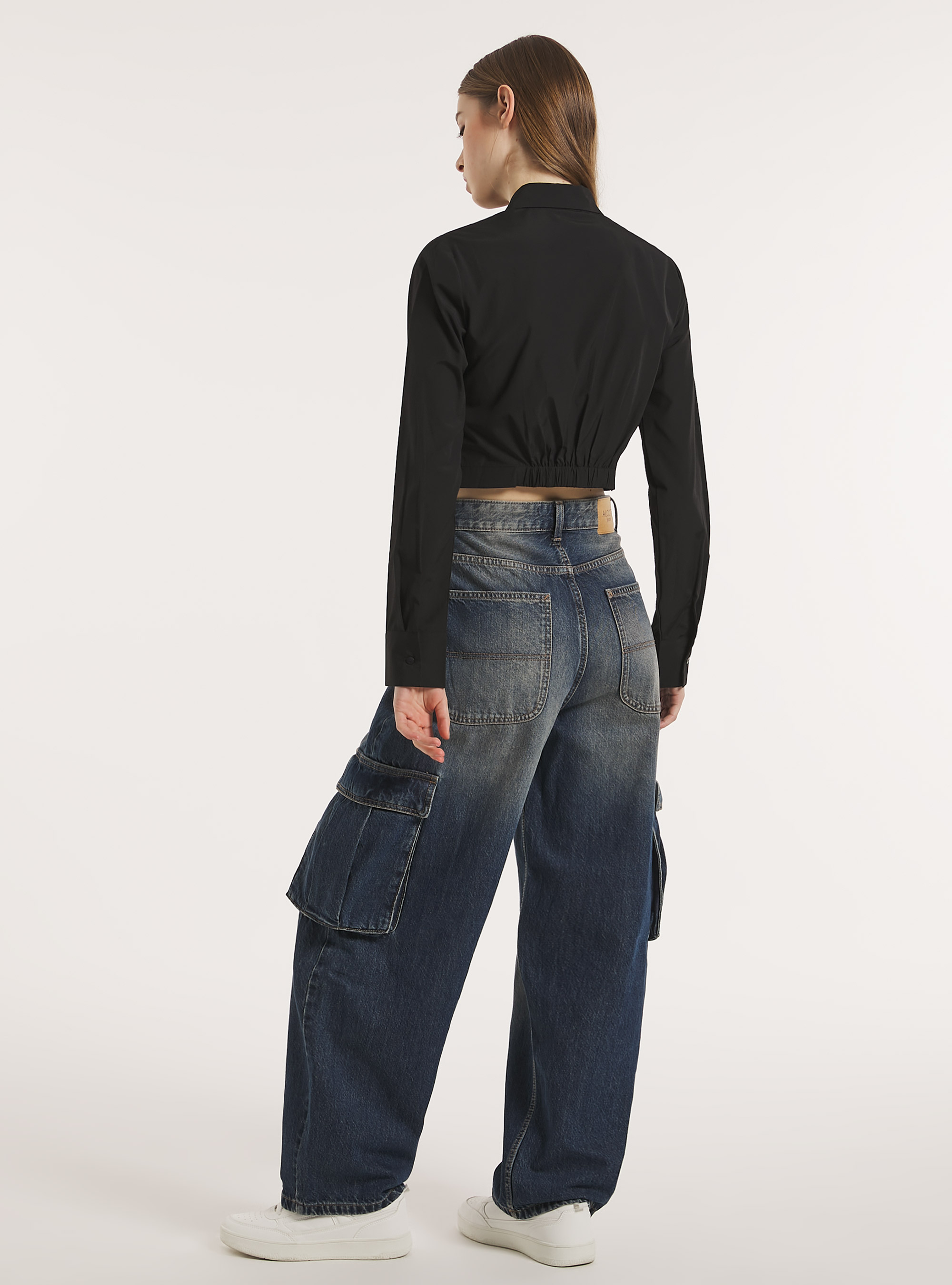 Chemise courte en popeline, BK1 BLACK