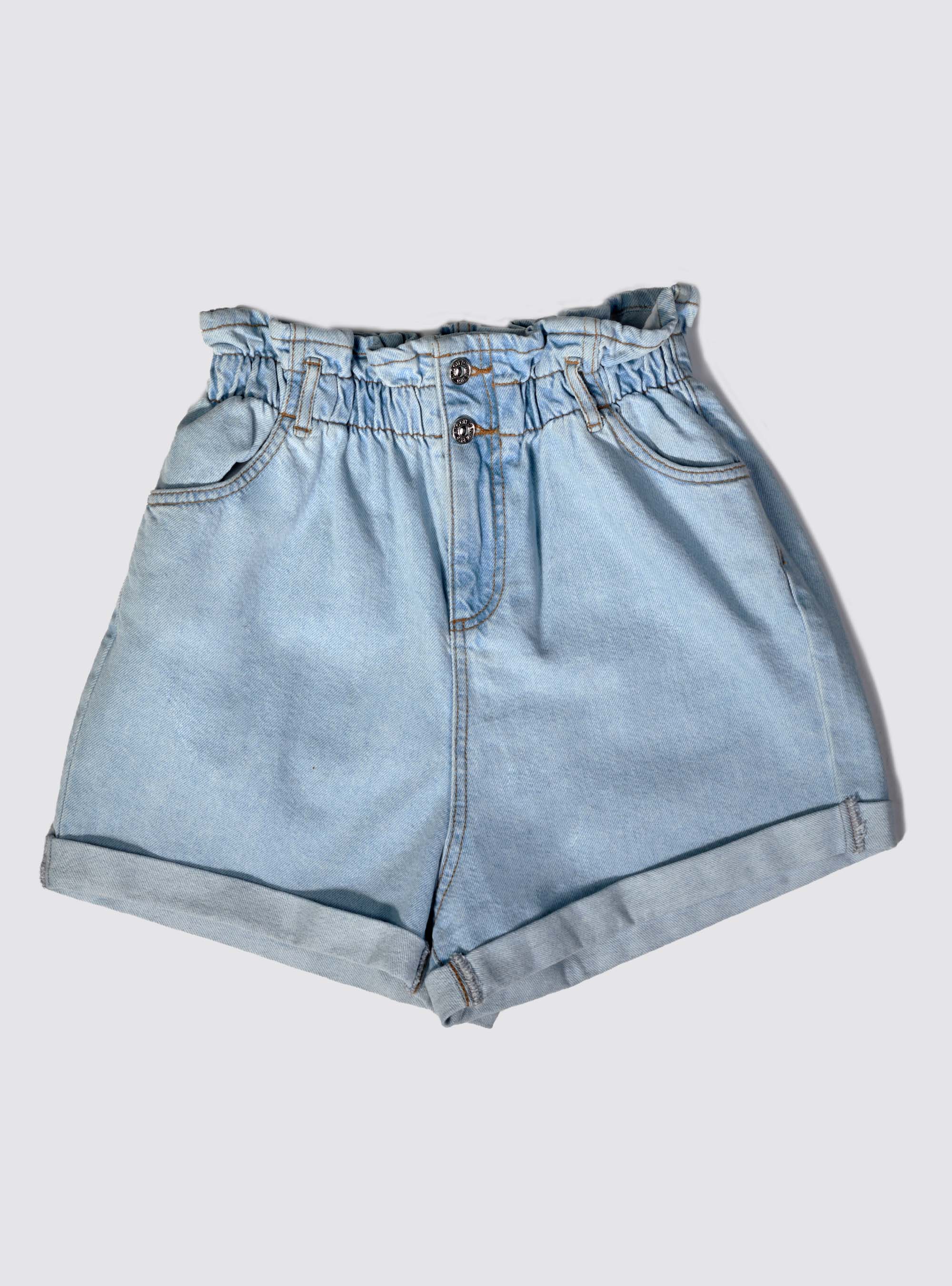 Shorts denim con elastico, AZURE