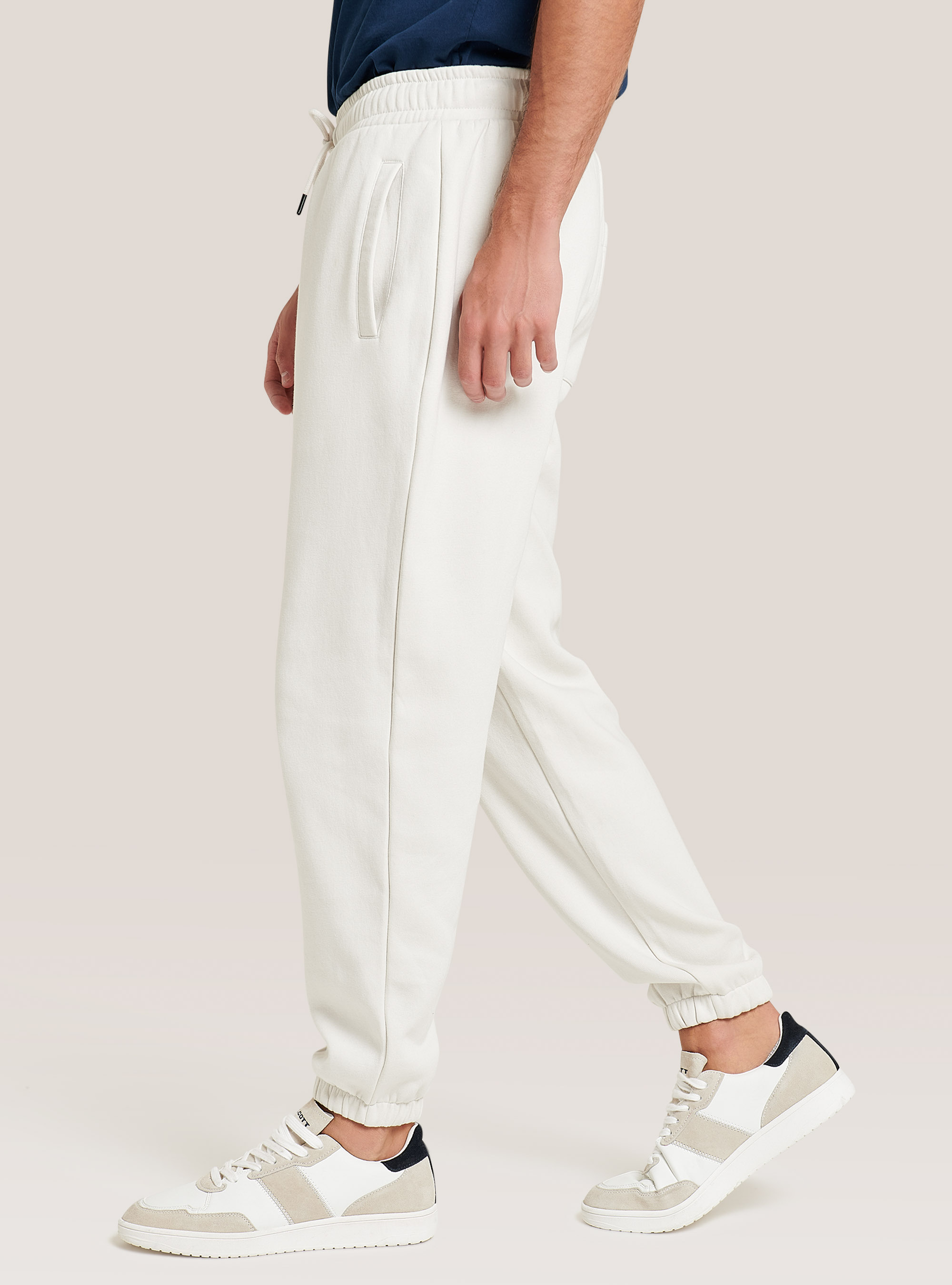 Pantaloni jogger in cotone, C141 CREAM