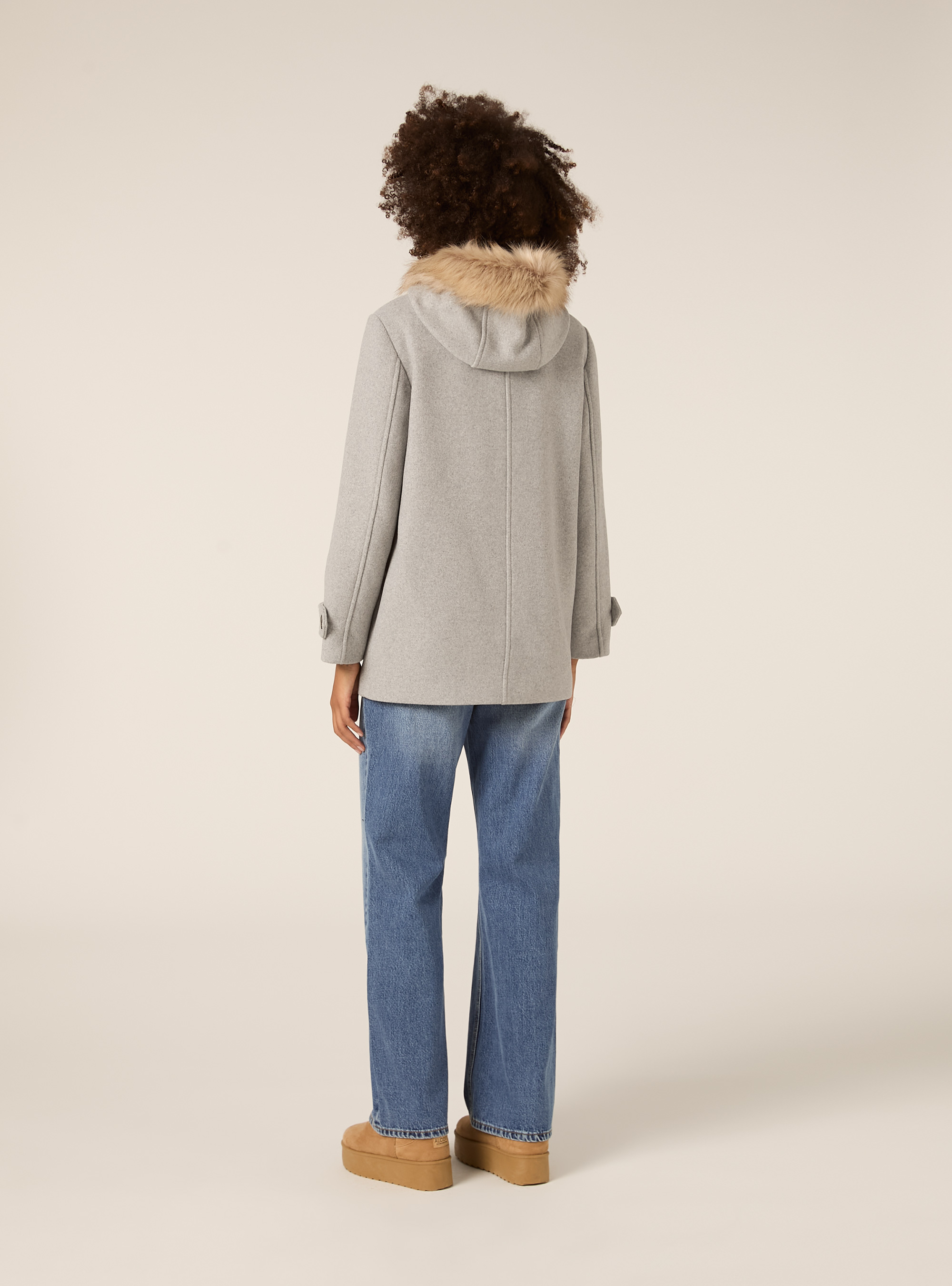 Manteau à capuche fourré, MGY3 GREY MEL LIGHT