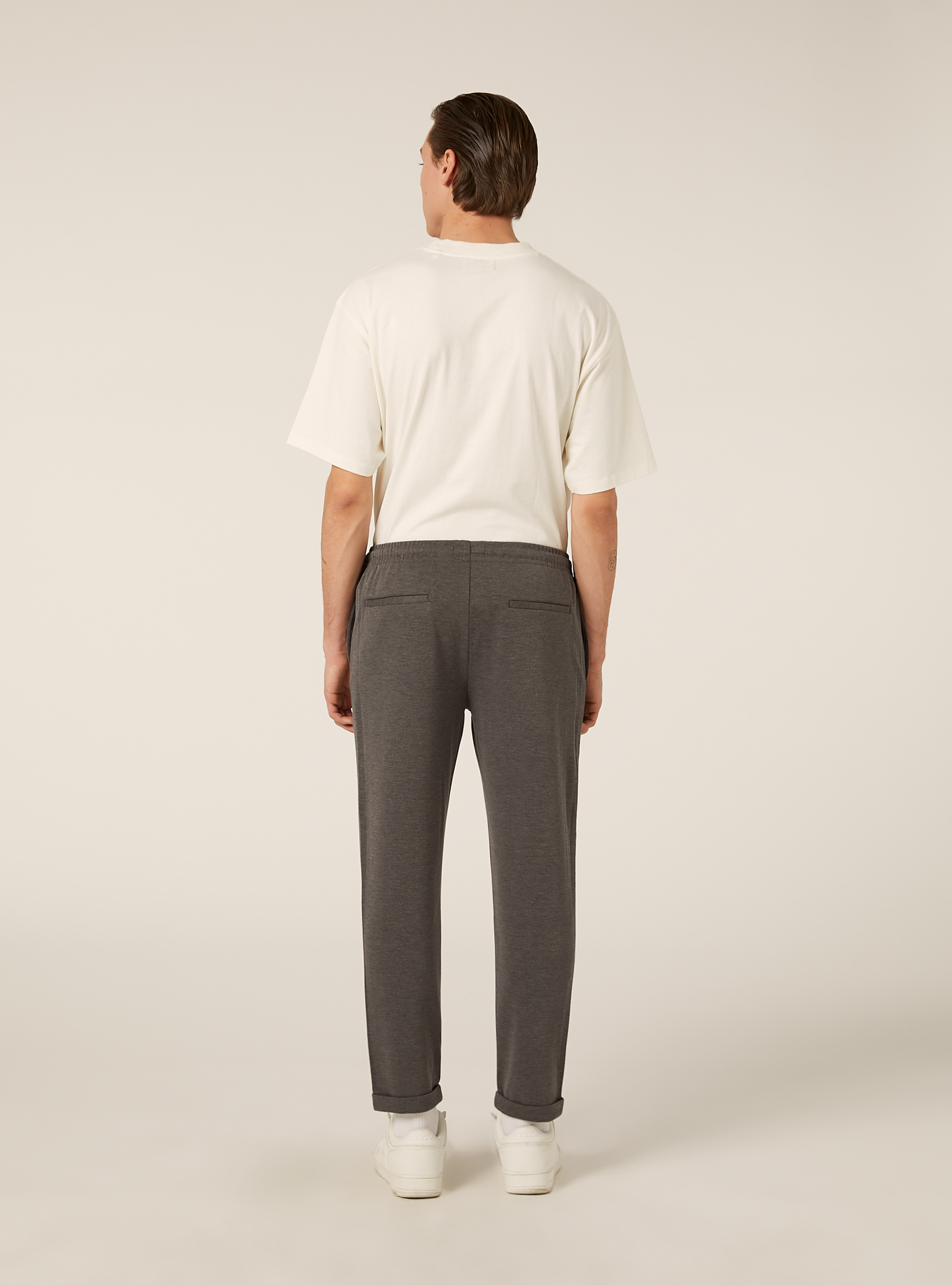Pantaloni con vita jogger honeycomb, GRIGIO SCURO MELANGE