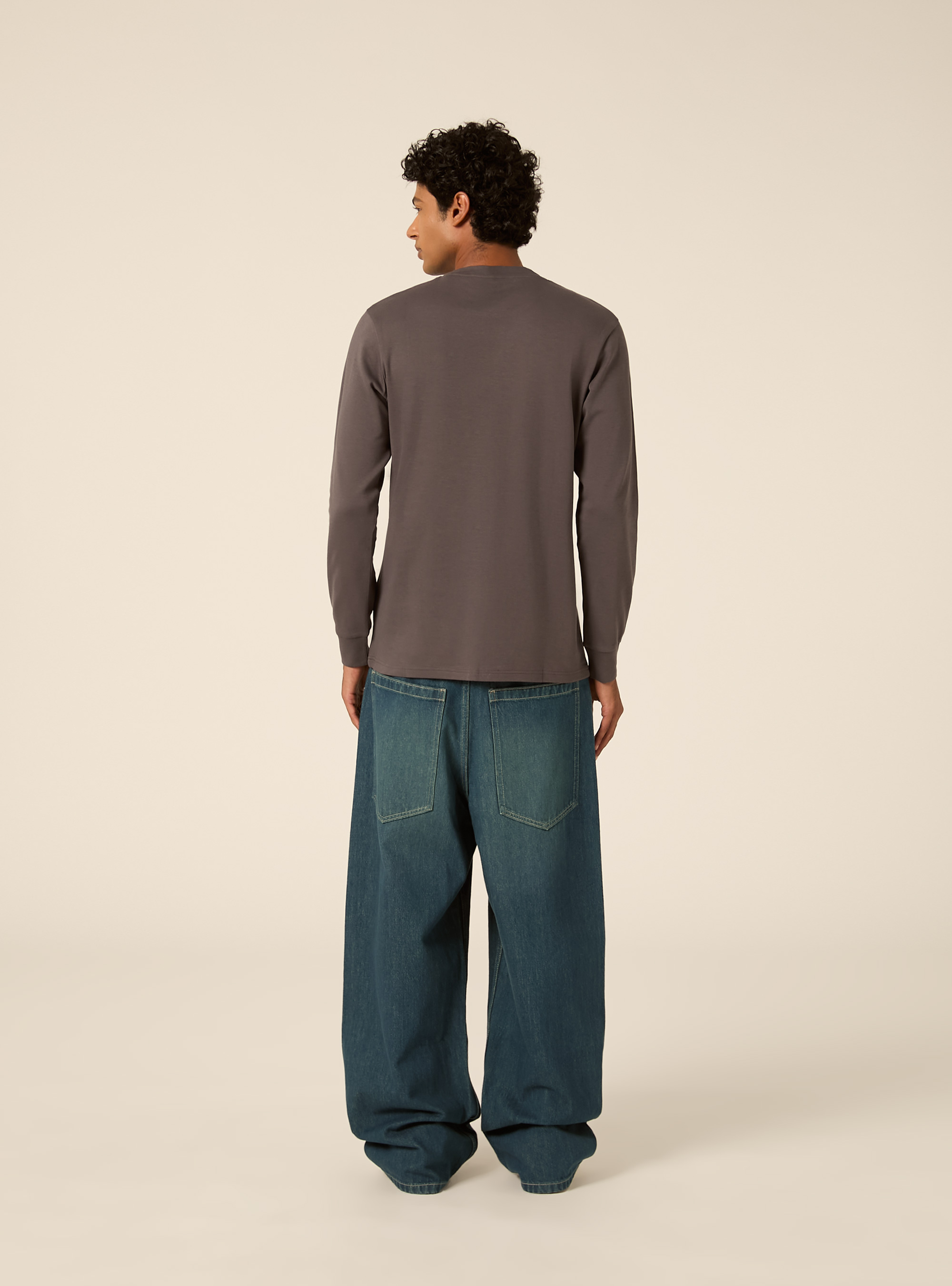 Maglia girocollo maniche lunghe interlock, GRIGIO SCURO
