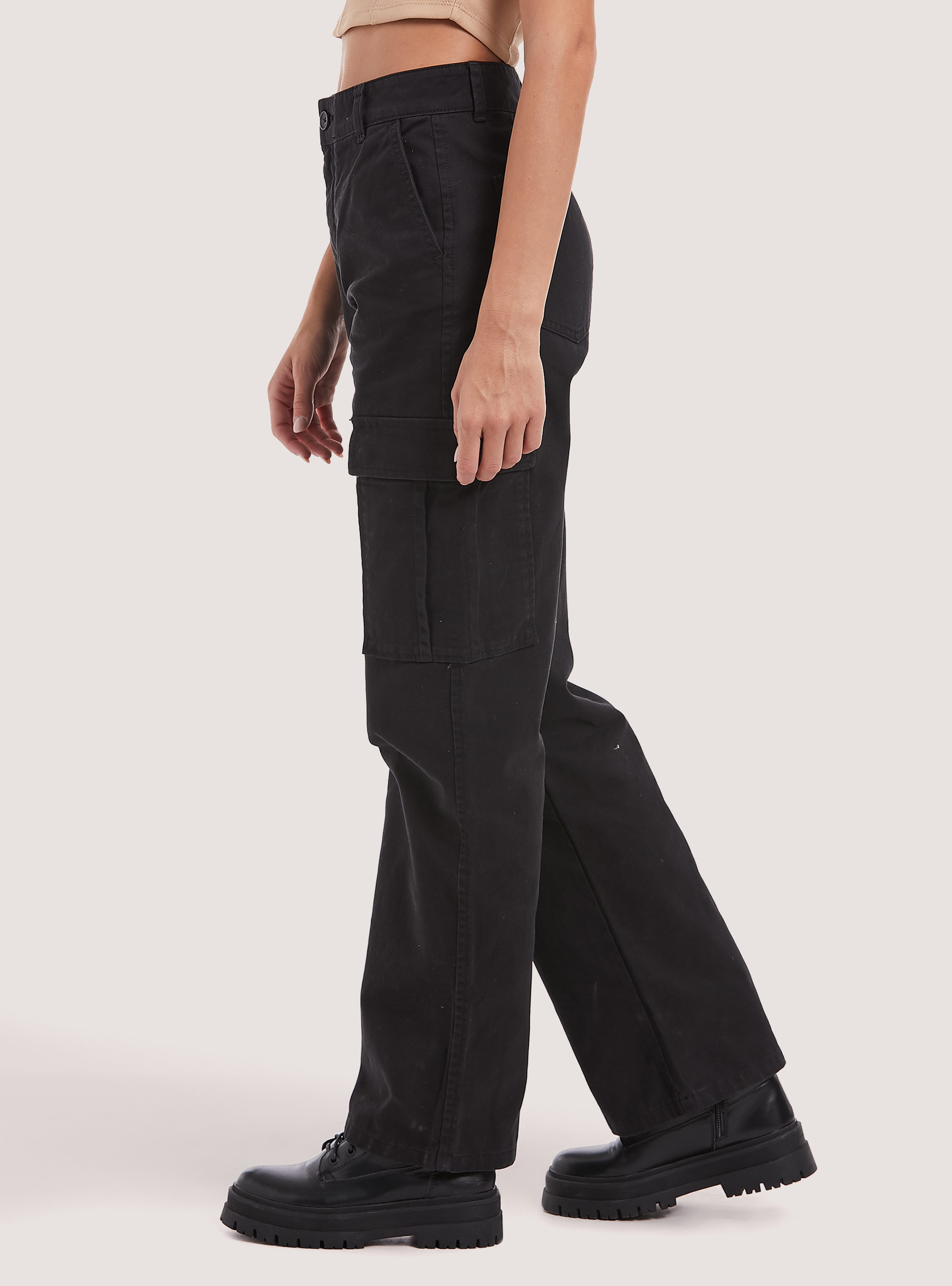 Pantalones cargo de sarga, BK1 BLACK