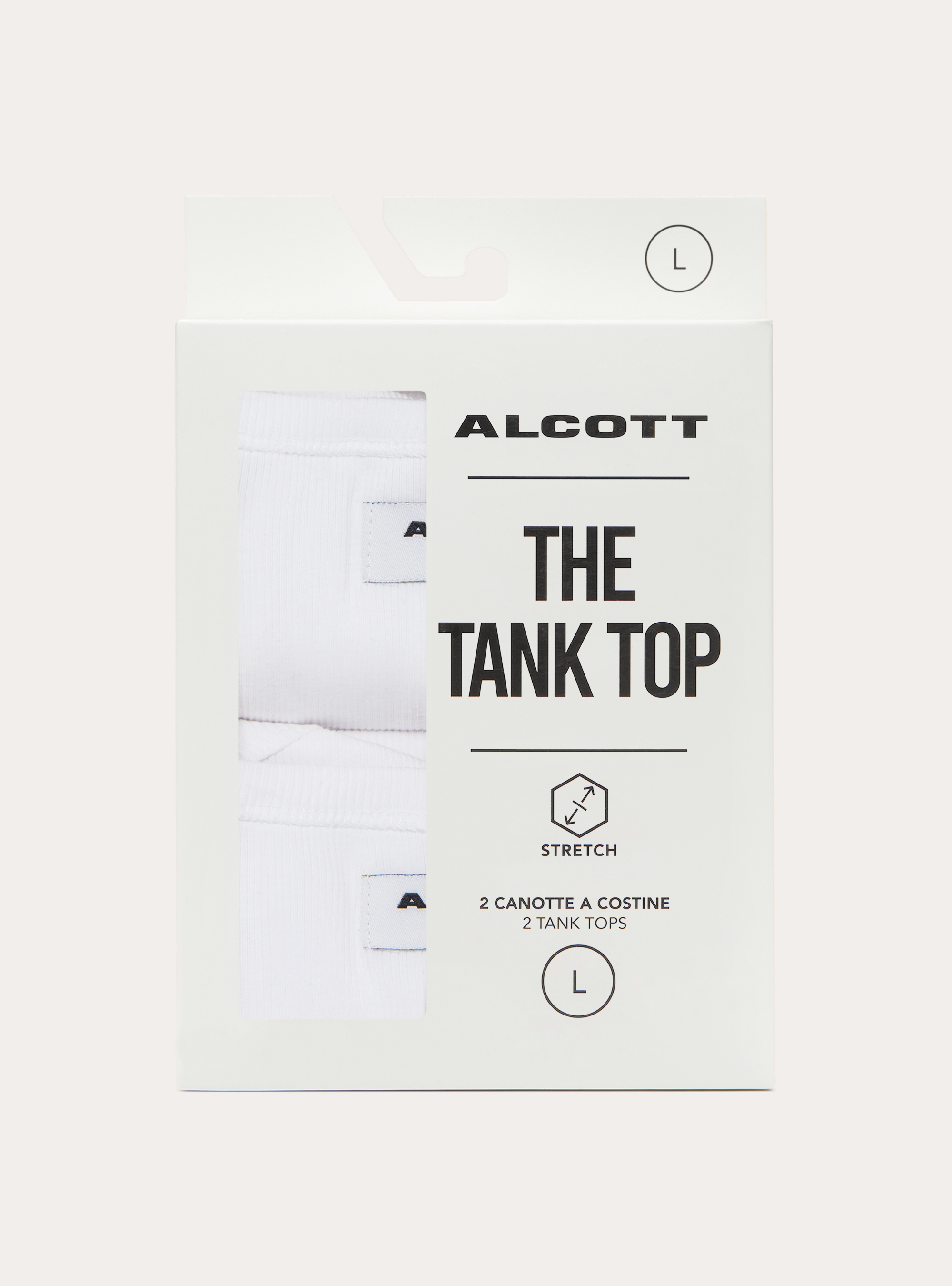 Set di due canotte in cotone a costine, WH3 WHITE