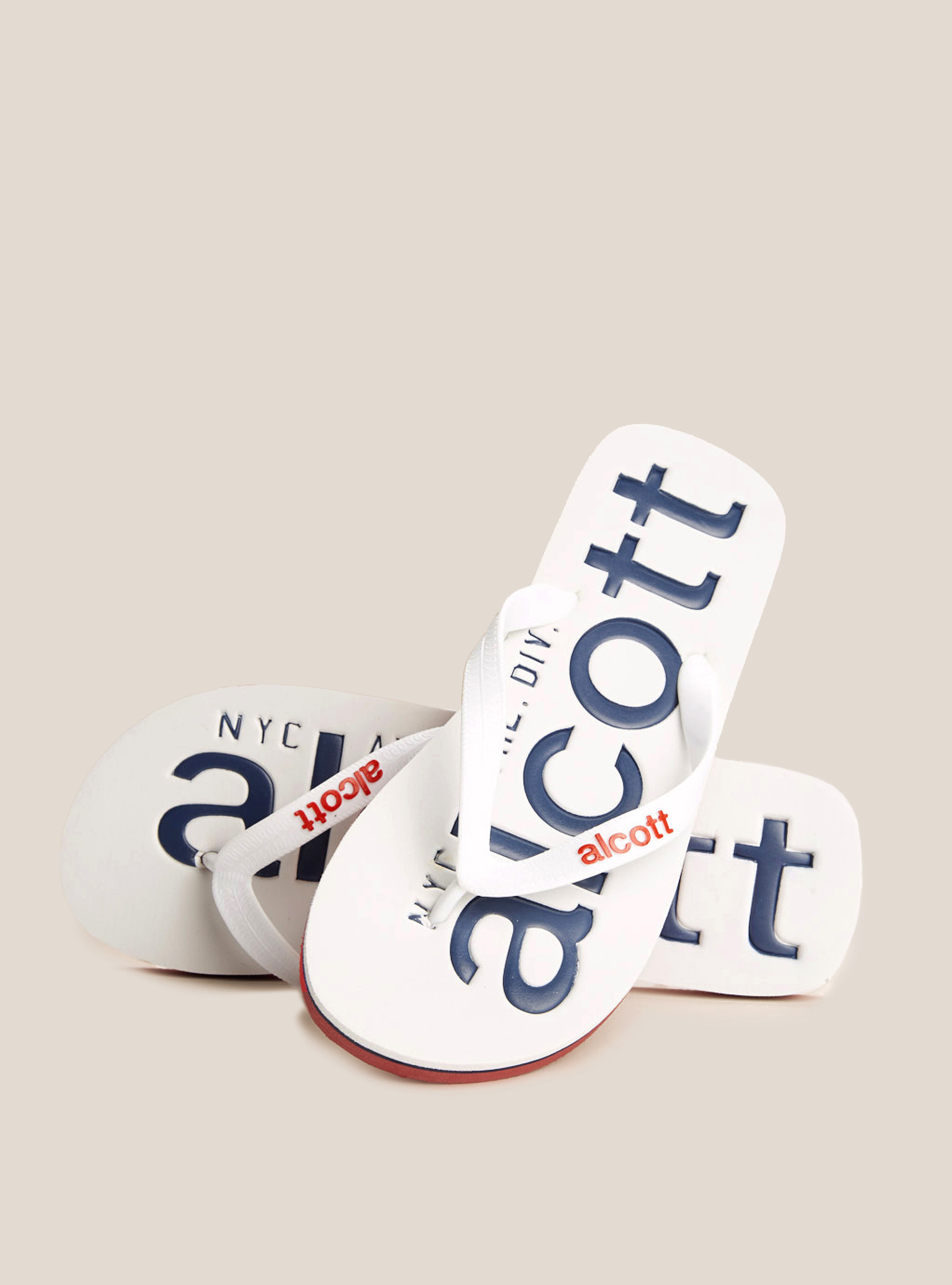 Infradito con logo, BIANCO