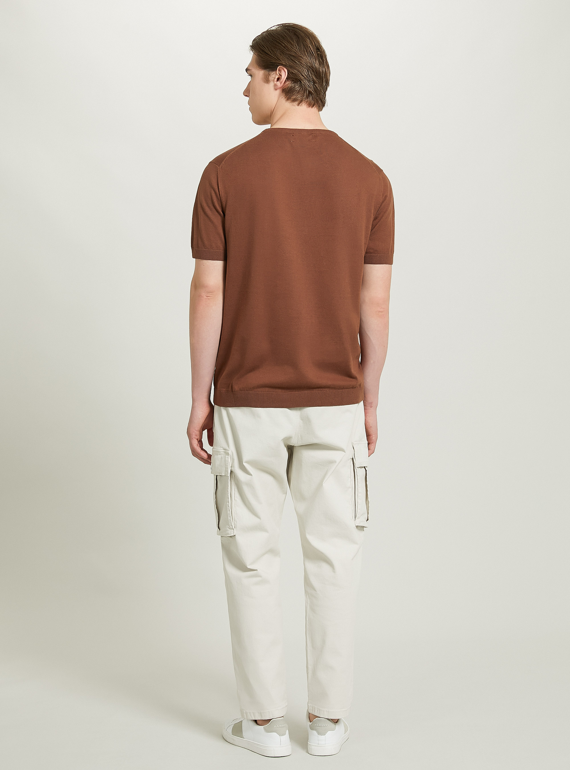 Short-sleeved cotton pullover, BR3 BROWN LIGHT
