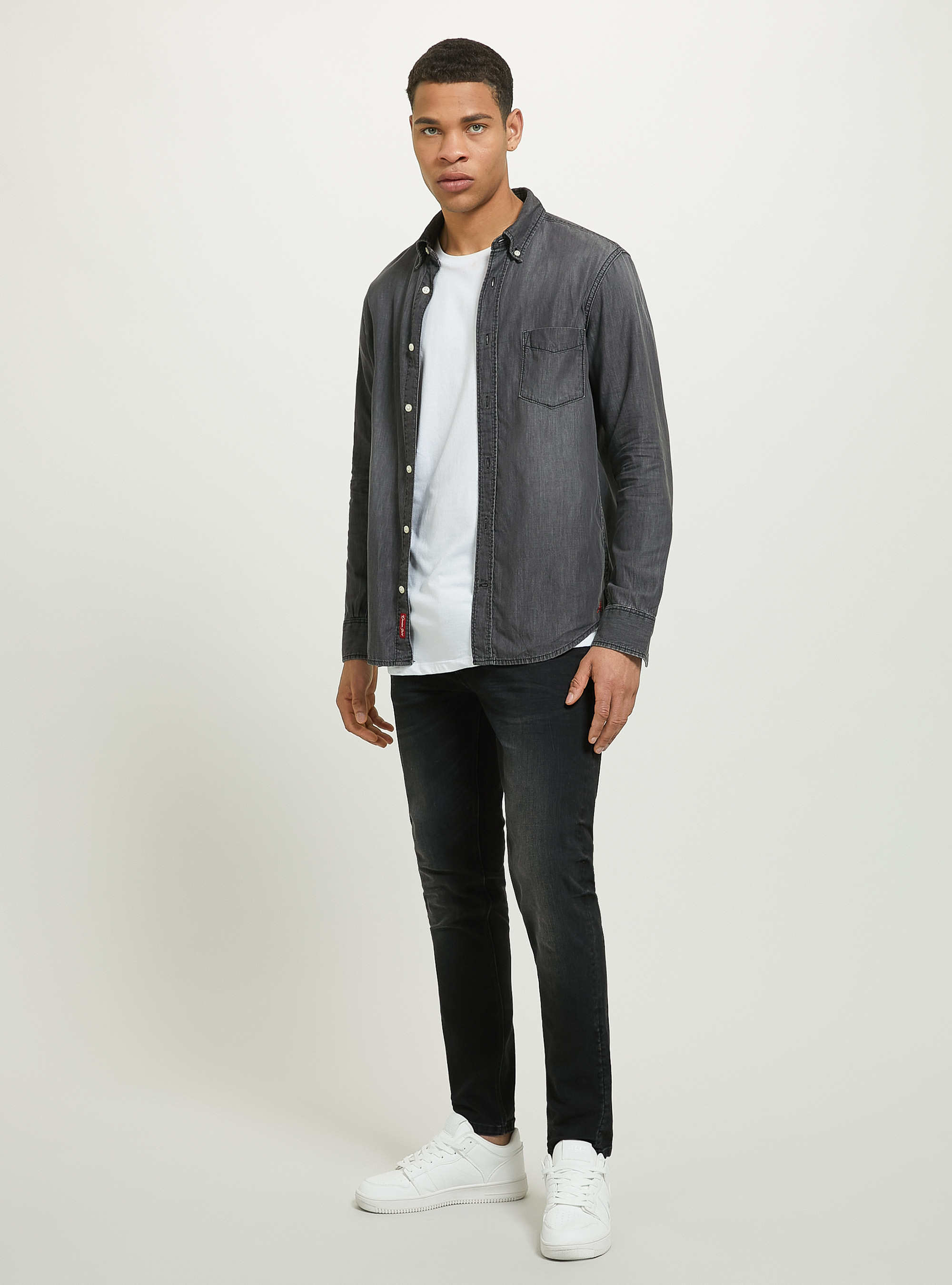 Denim shirt, D000 BLACK
