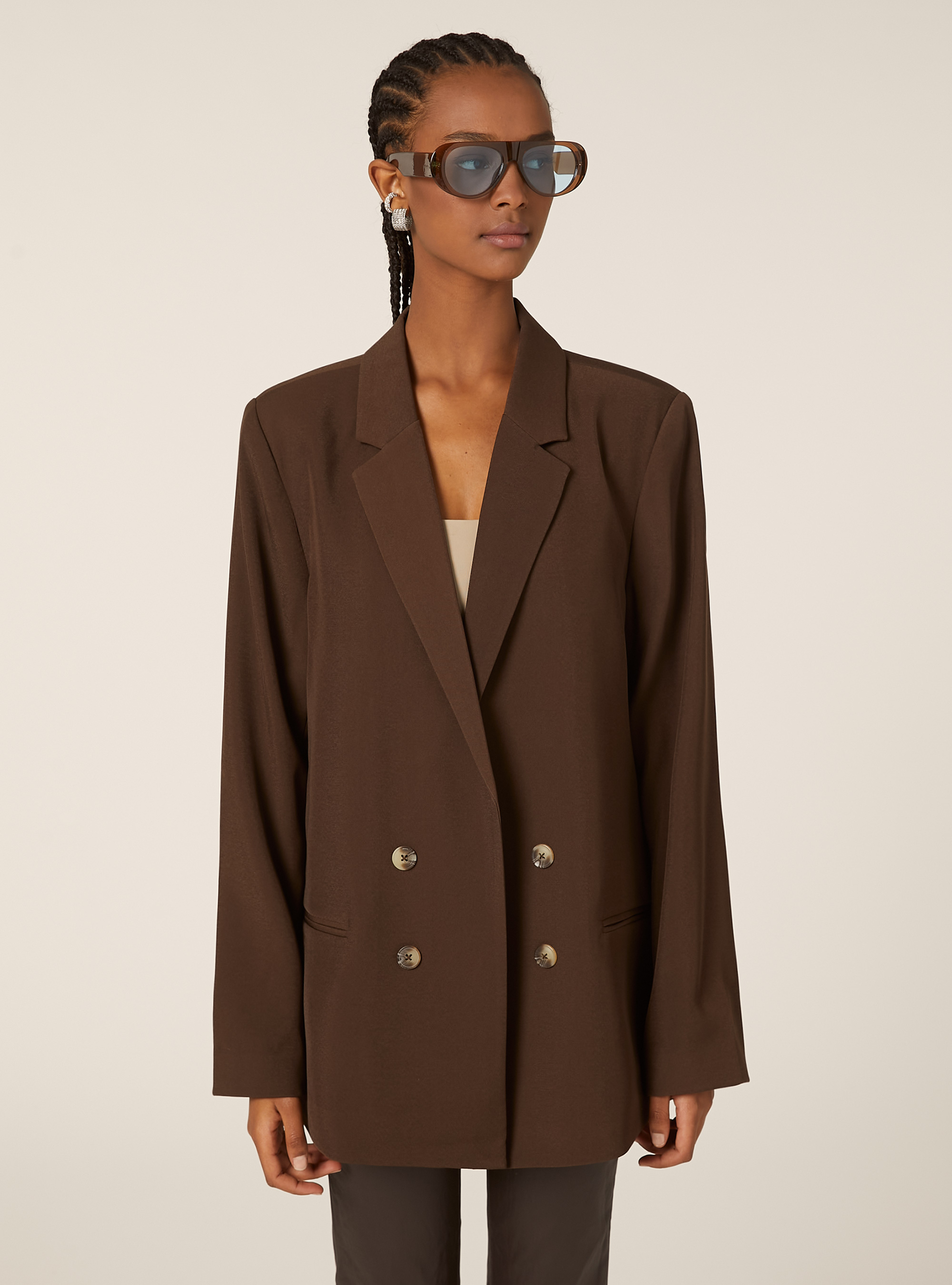 Blazer doppiopetto regular, BR2 BROWN MEDIUM