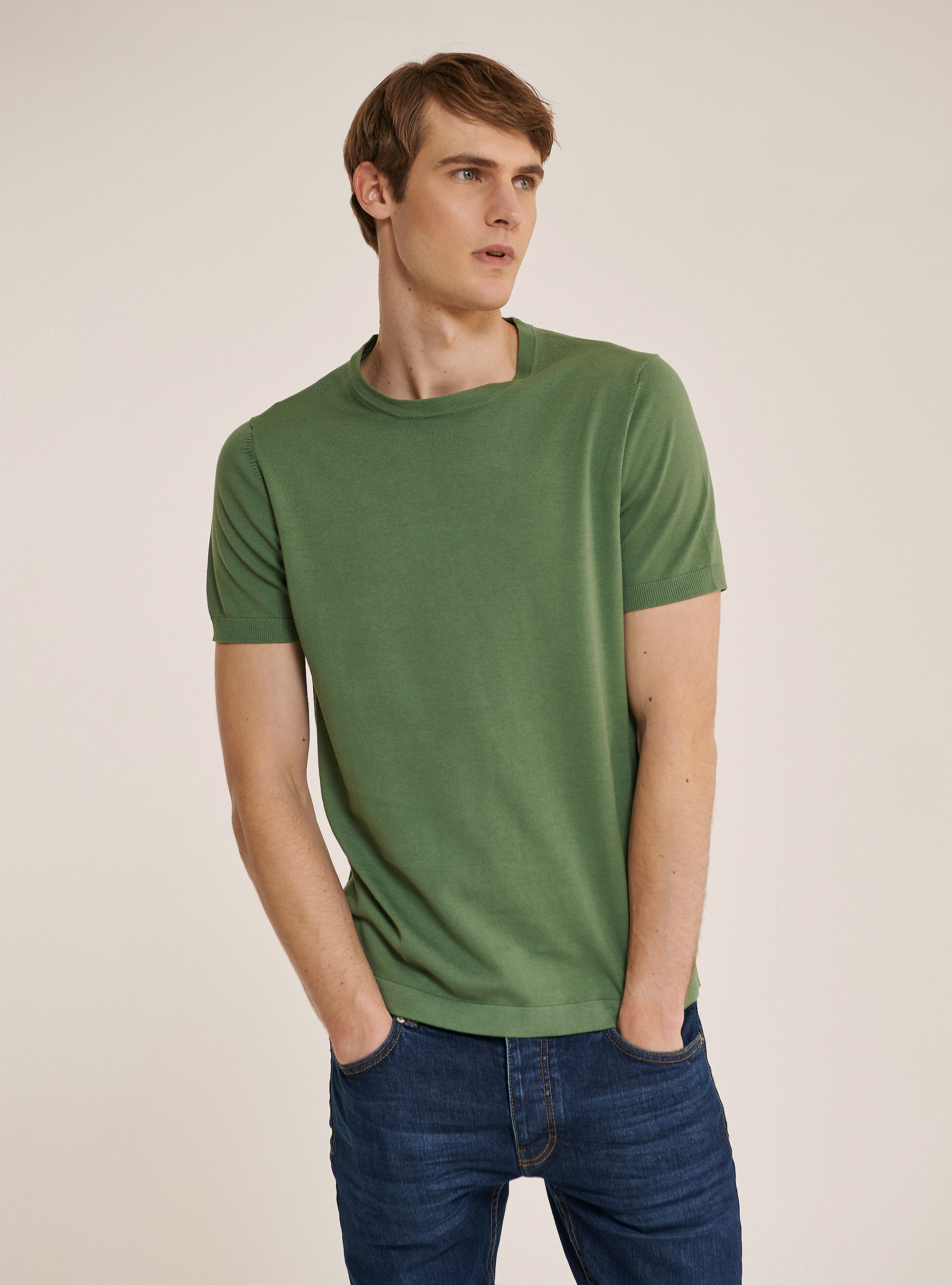 Short-sleeved cotton pullover, C6597 KAKY