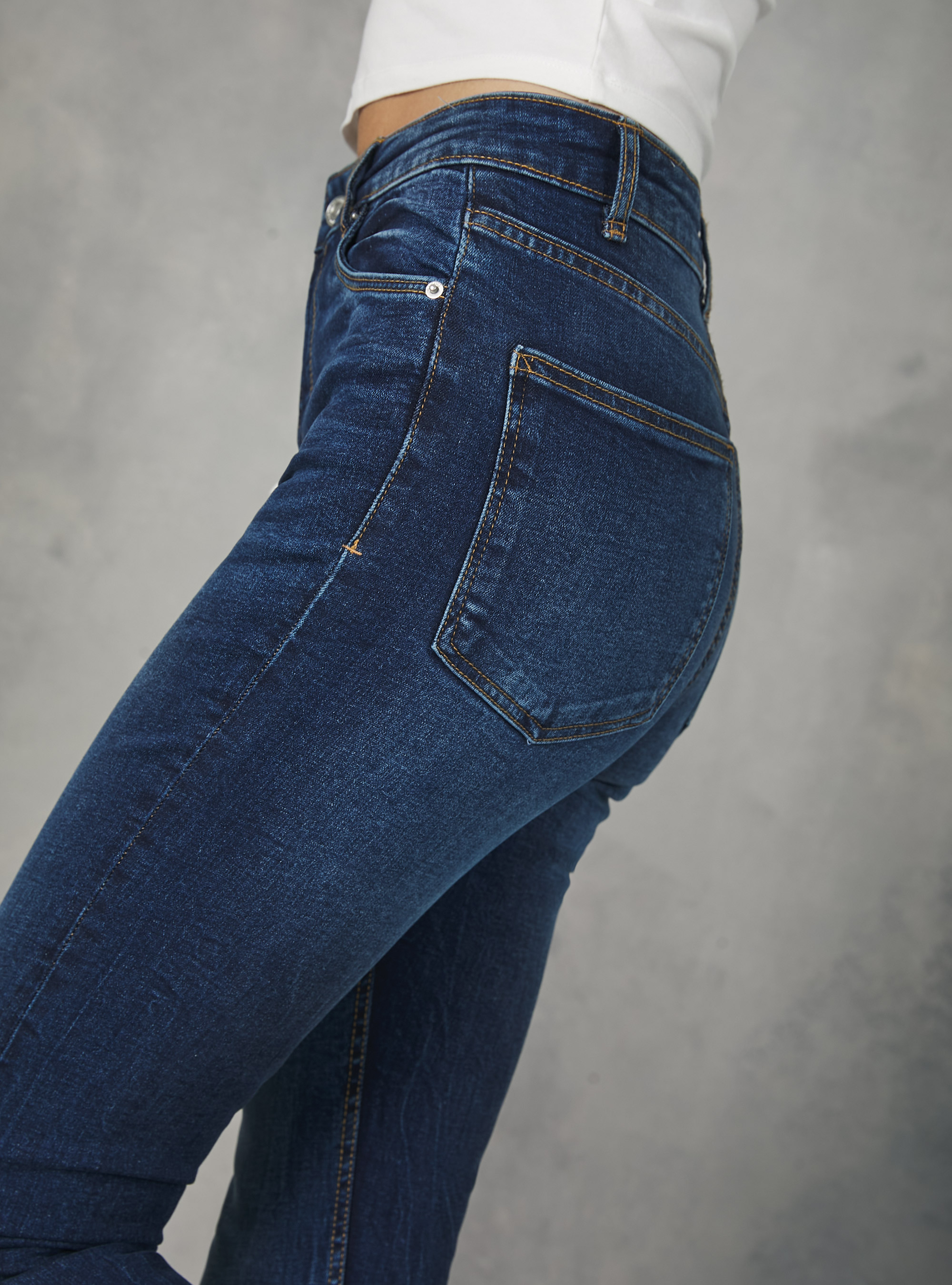 Jeans super skinny a vita alta, D001 DEEP BLUE