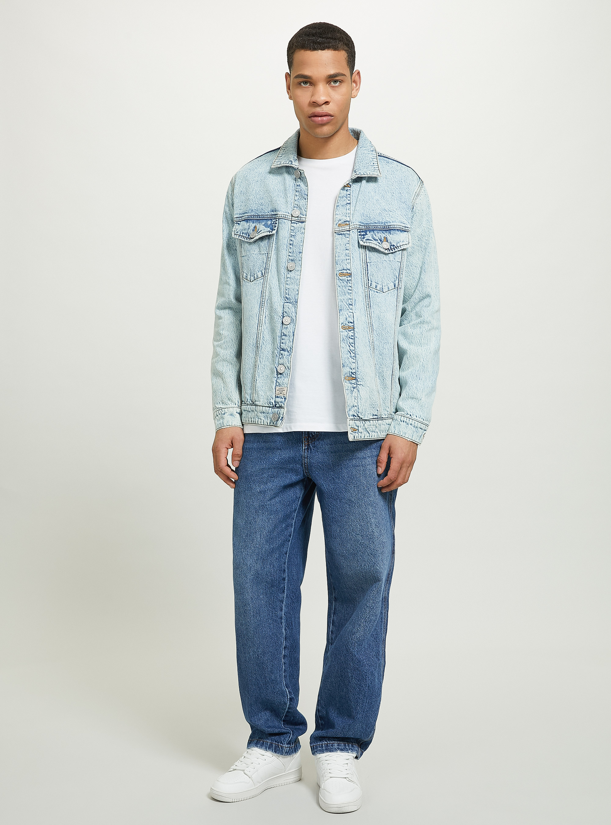 Chaqueta vaquera el&aacute;stica, AZUL