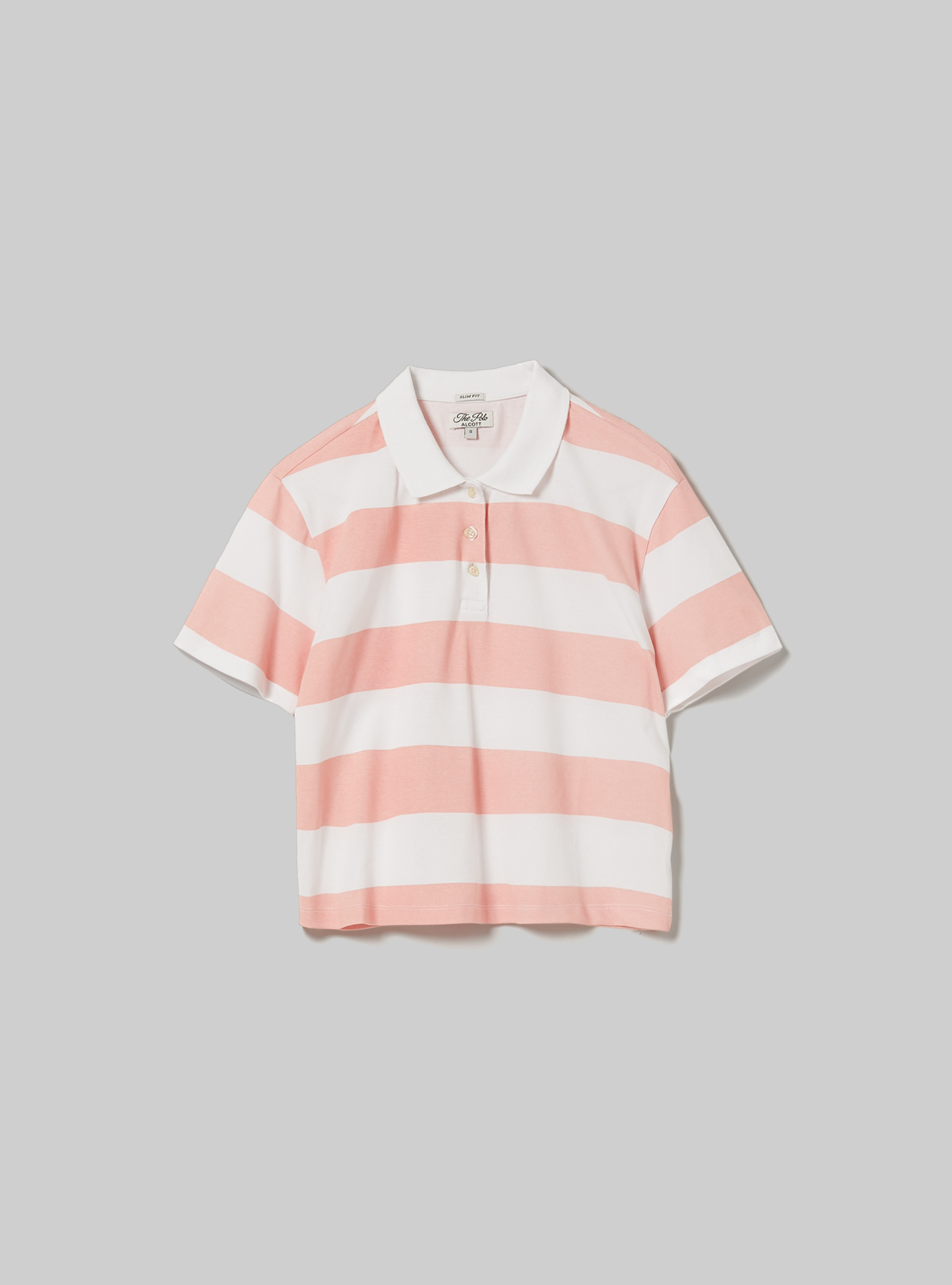 Polo crop fit con rayas, C4400 PINK