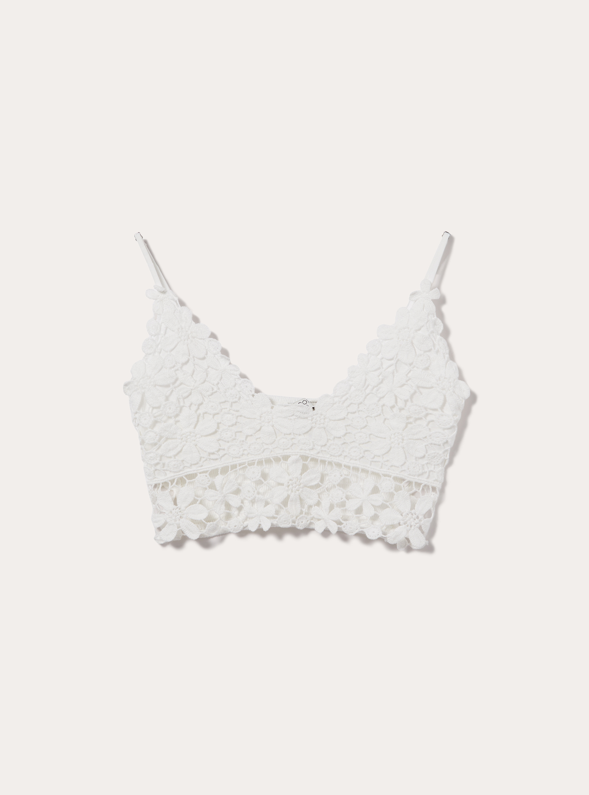Macramé cropped top, WH1 OFF WHITE