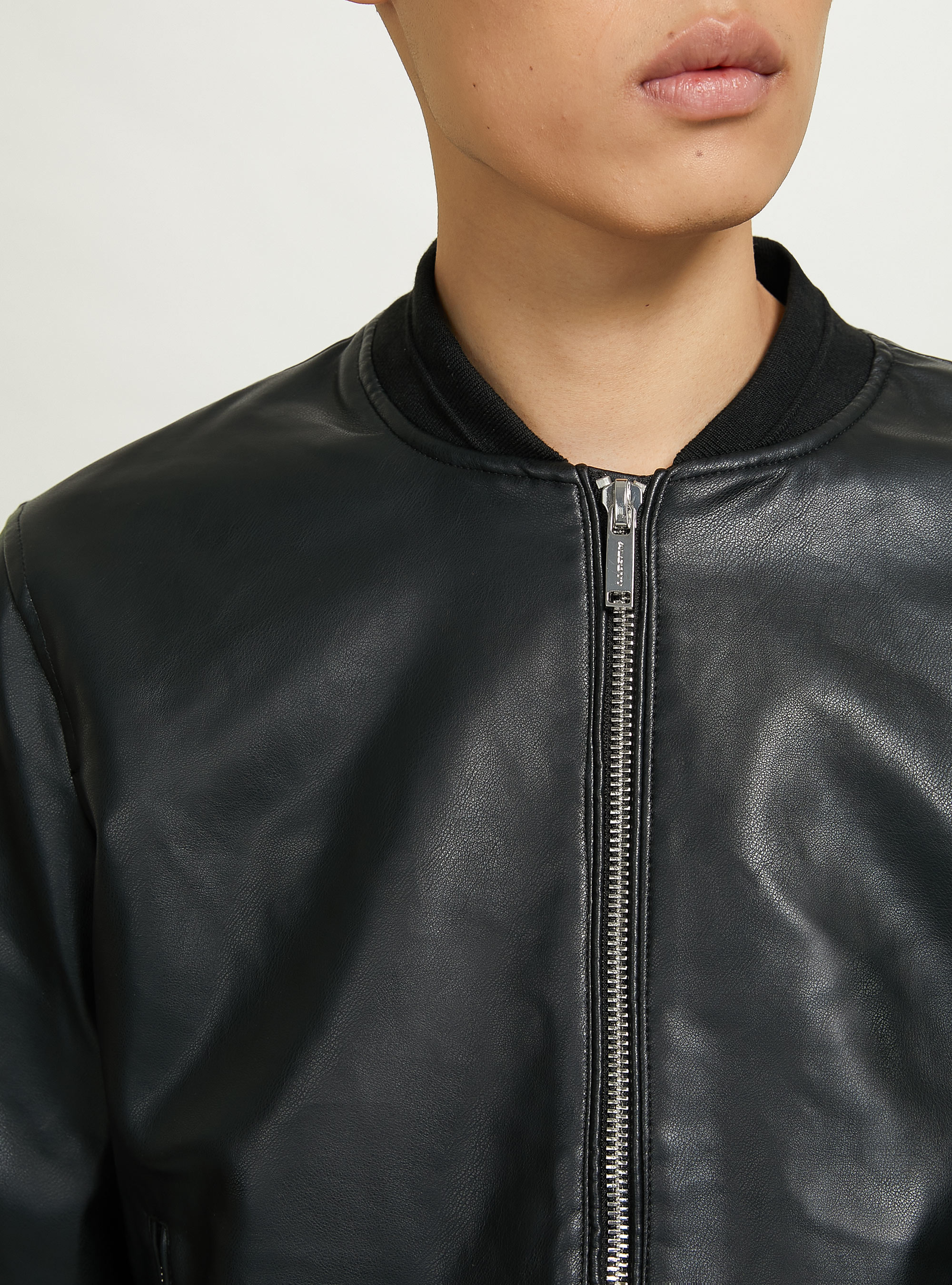 Bomberjacke mit Ledereffekt, BK1 BLACK