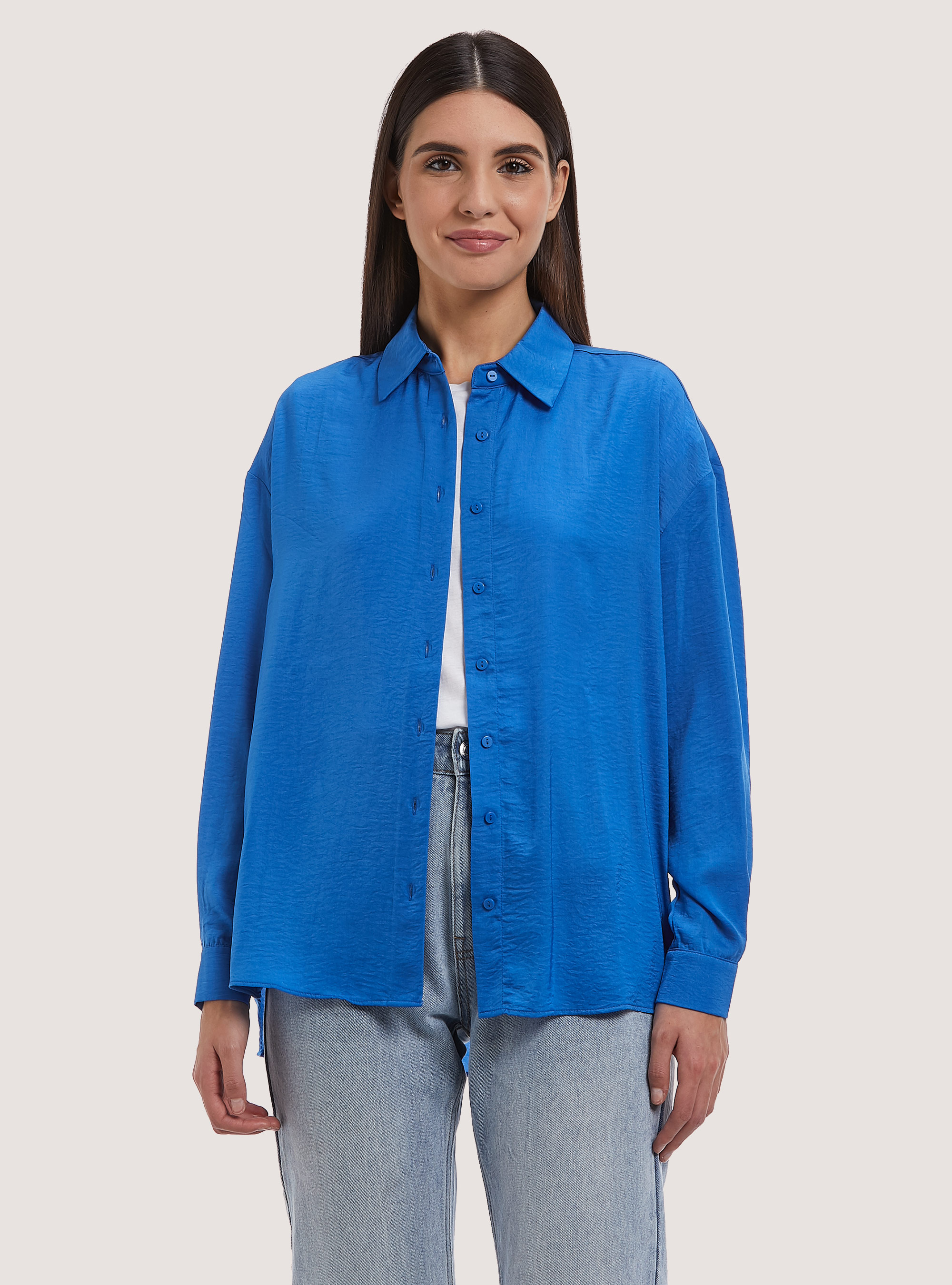 Chemise en satin uni, RY2 ROYALE MEDIUM