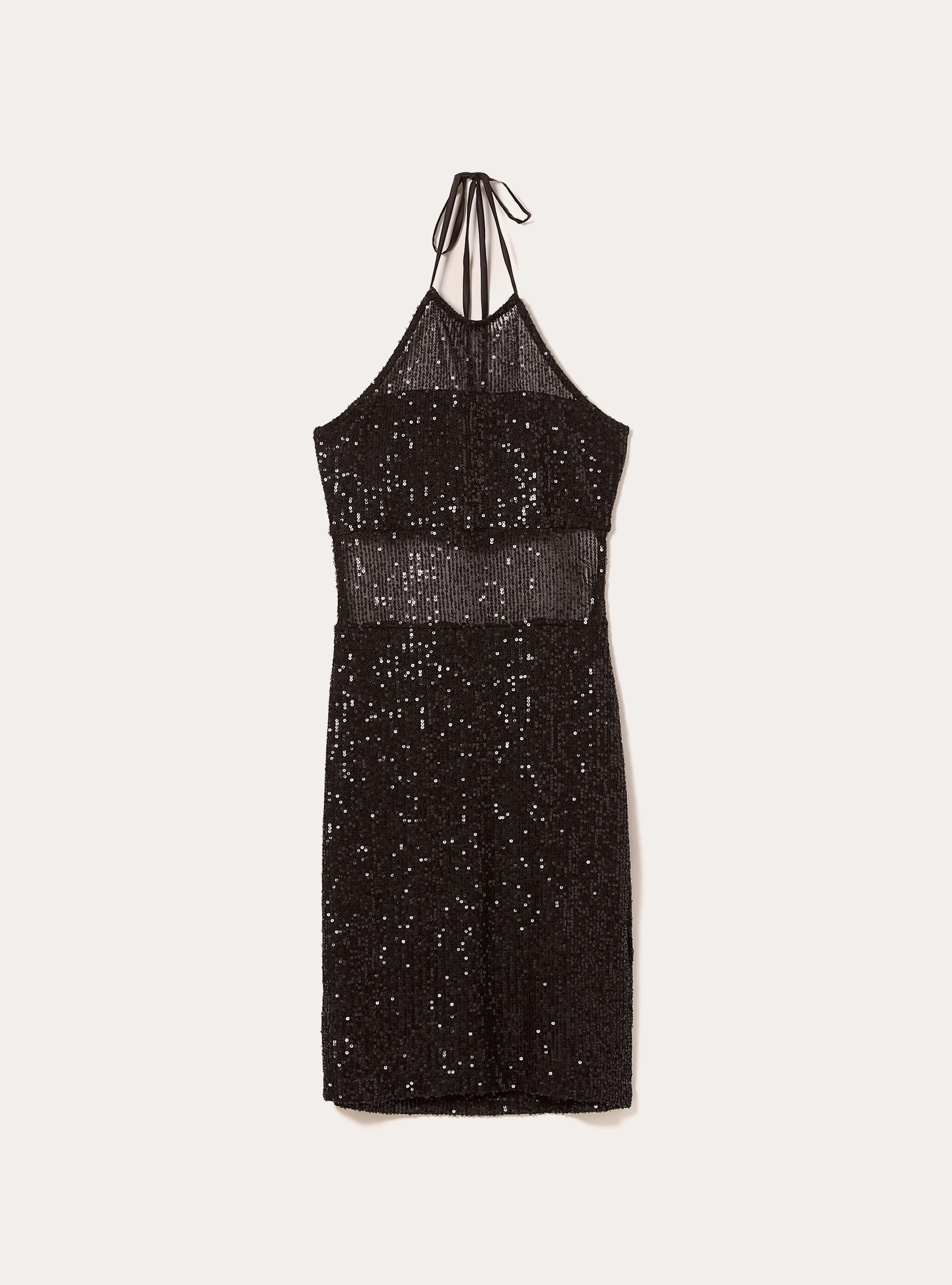 Sequin dress with halter neckline, BK1 BLACK