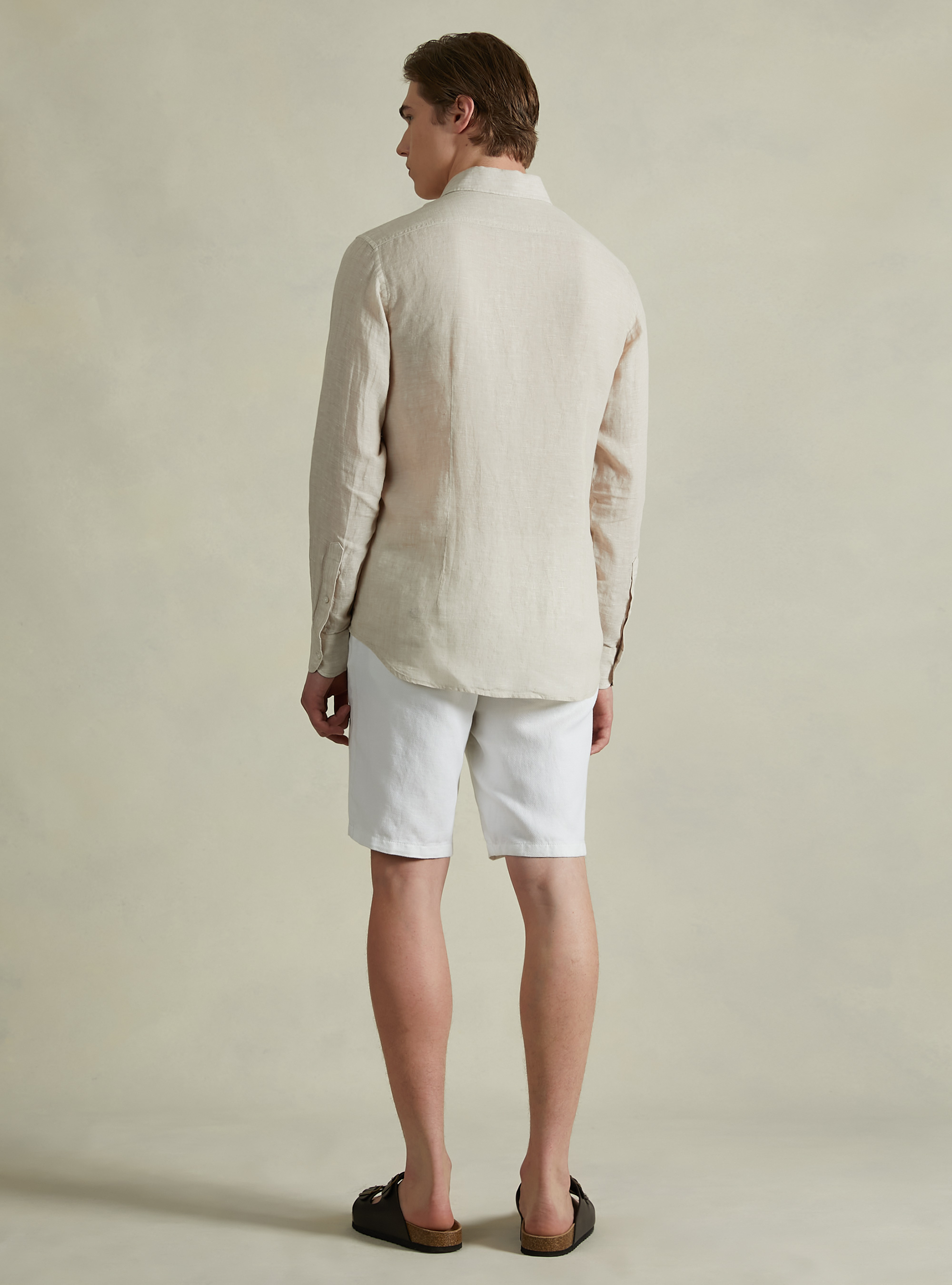 Camicia in puro lino a maniche lunghe, BG3 BEIGE LIGHT