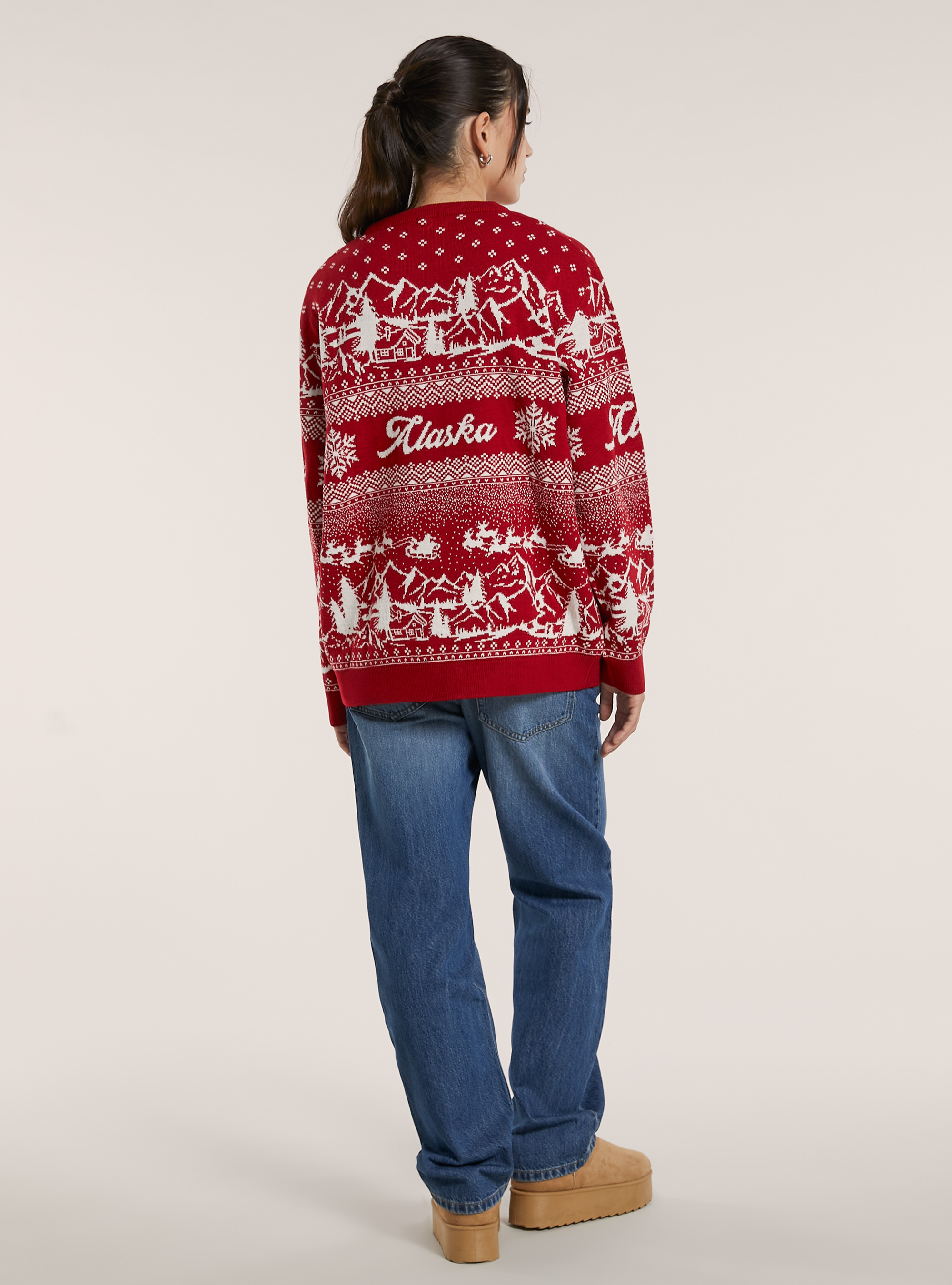 Christmas pullover with ''Alaska'' writing, RED