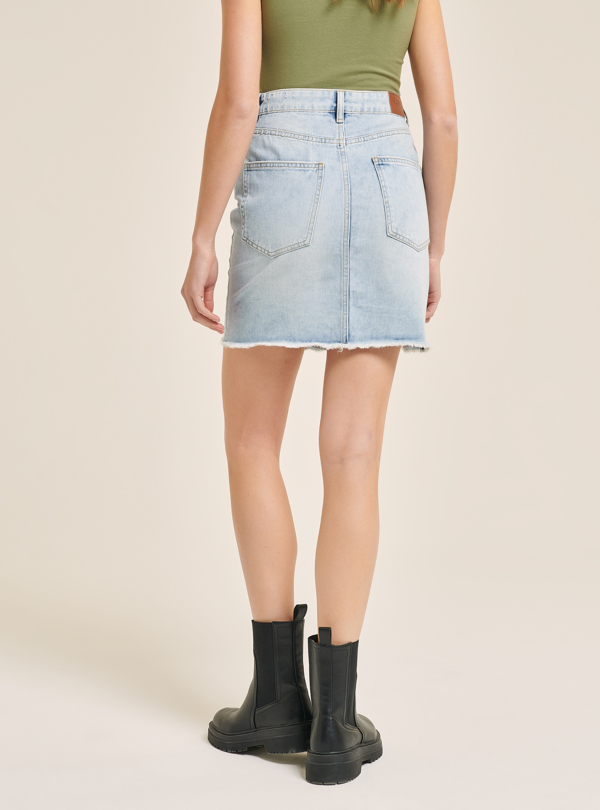 Jupe en jean avec déchirures, C284 AZZURRE