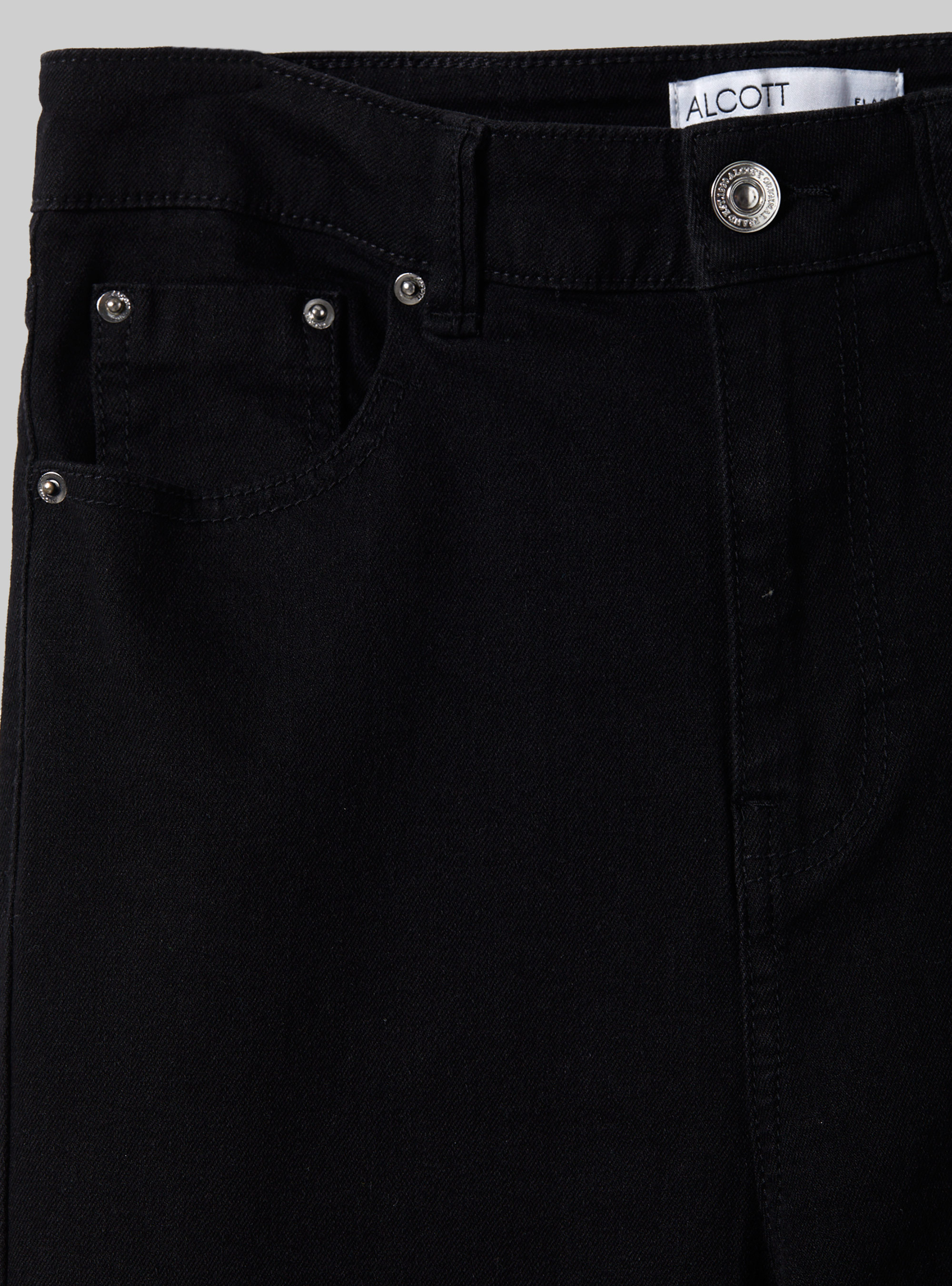 Pantalón acampanado de sarga elástica, BK1 BLACK