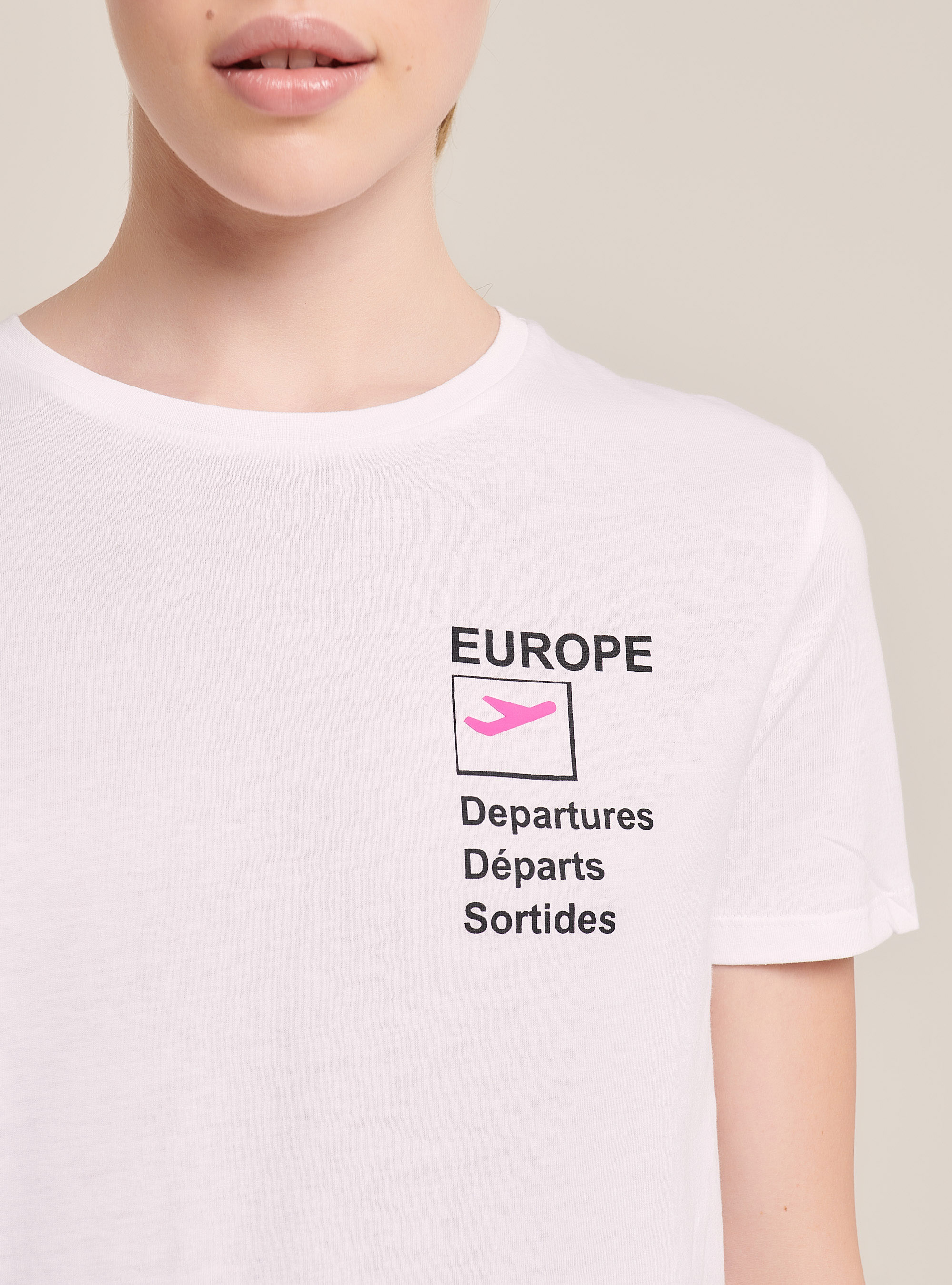 Maglietta girocollo con stampa lettering front e retro, WHITE