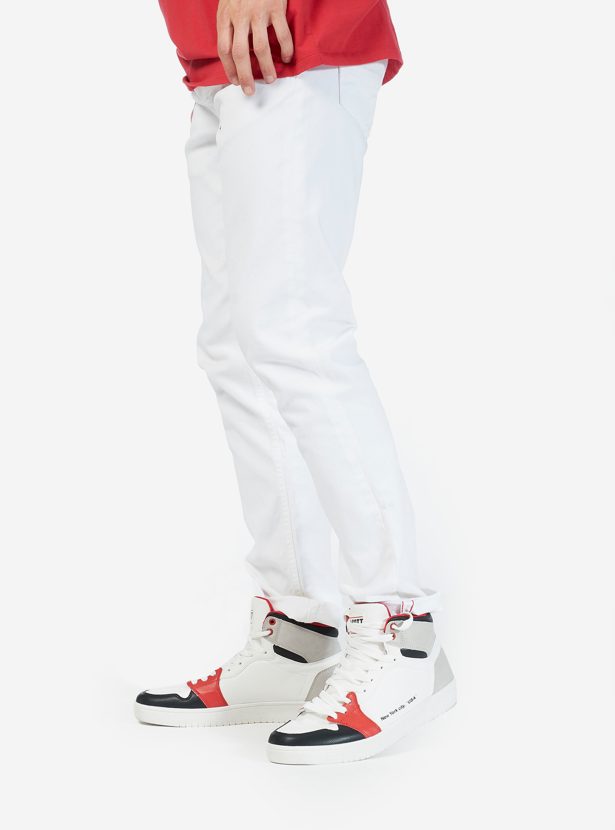 Pantalons twill stretch, C099 WHITE